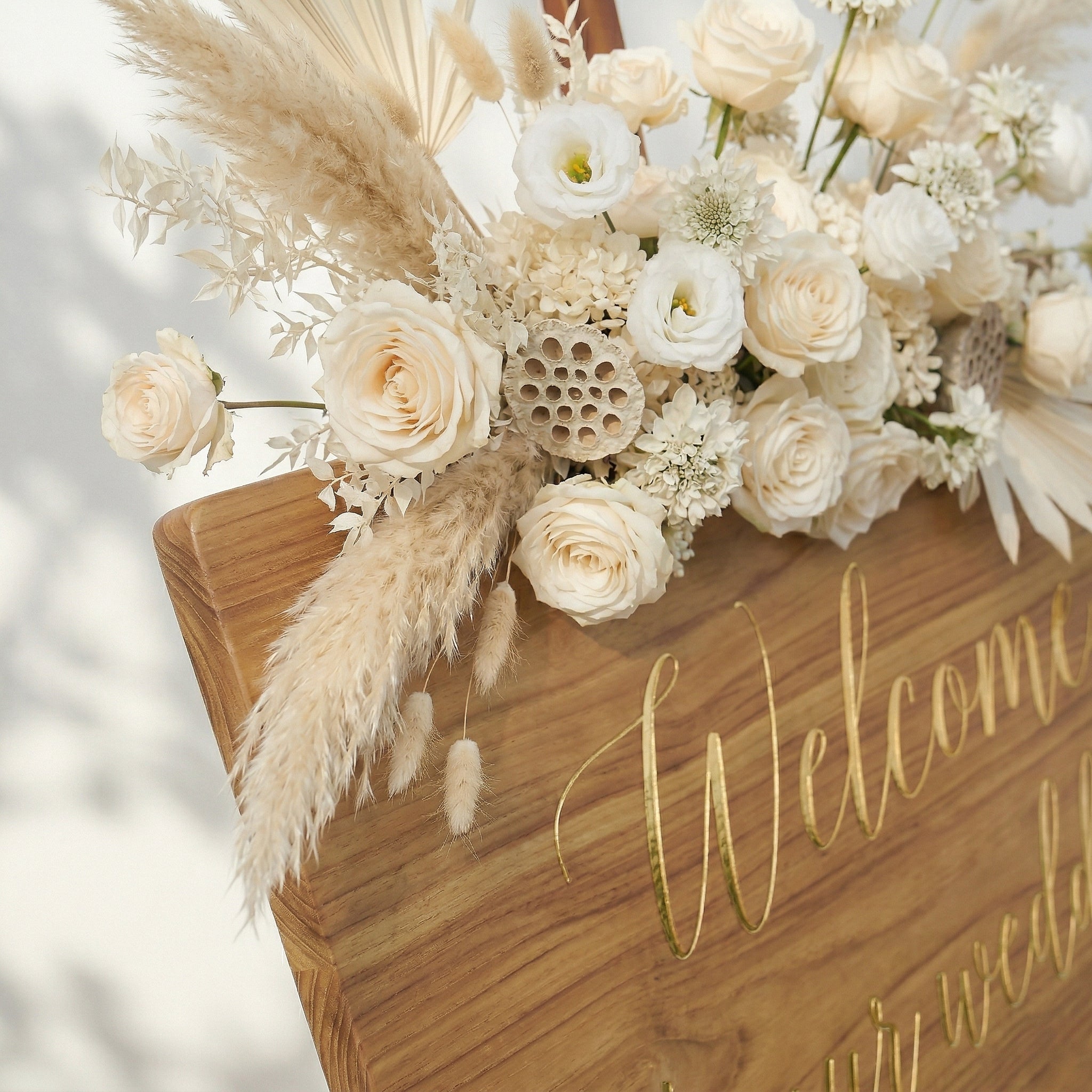 White Artificial Welcome Sign Flowers Wedding Backdrop Garland Supplies