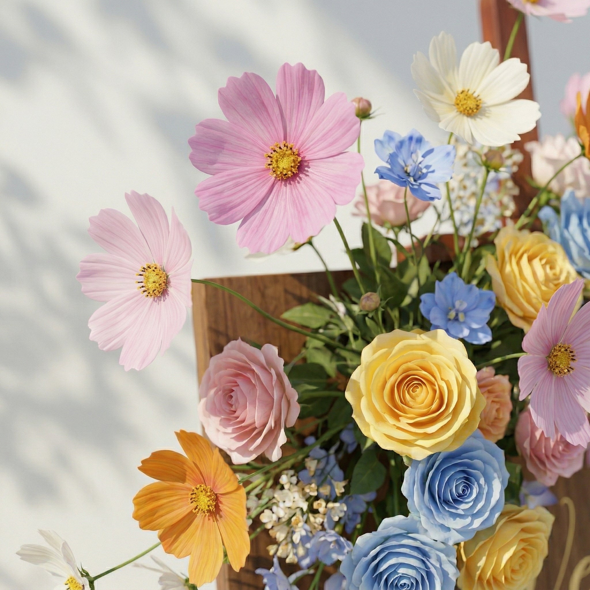 2PCS Pink Yellow Blue Series Welcome Sign Flower Wedding Event Props