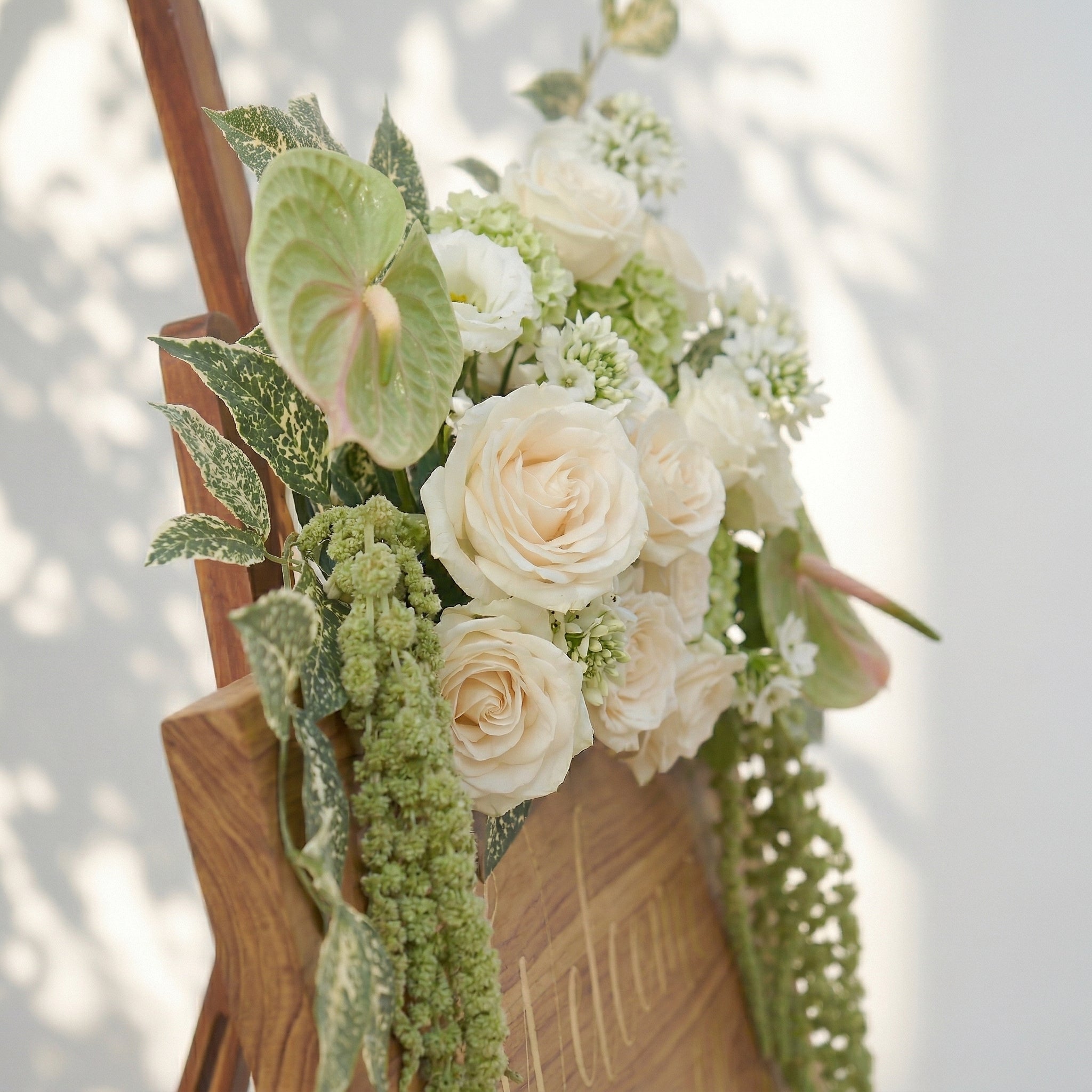 White Rose With Greenery Welcome Sign Flower Wedding Party