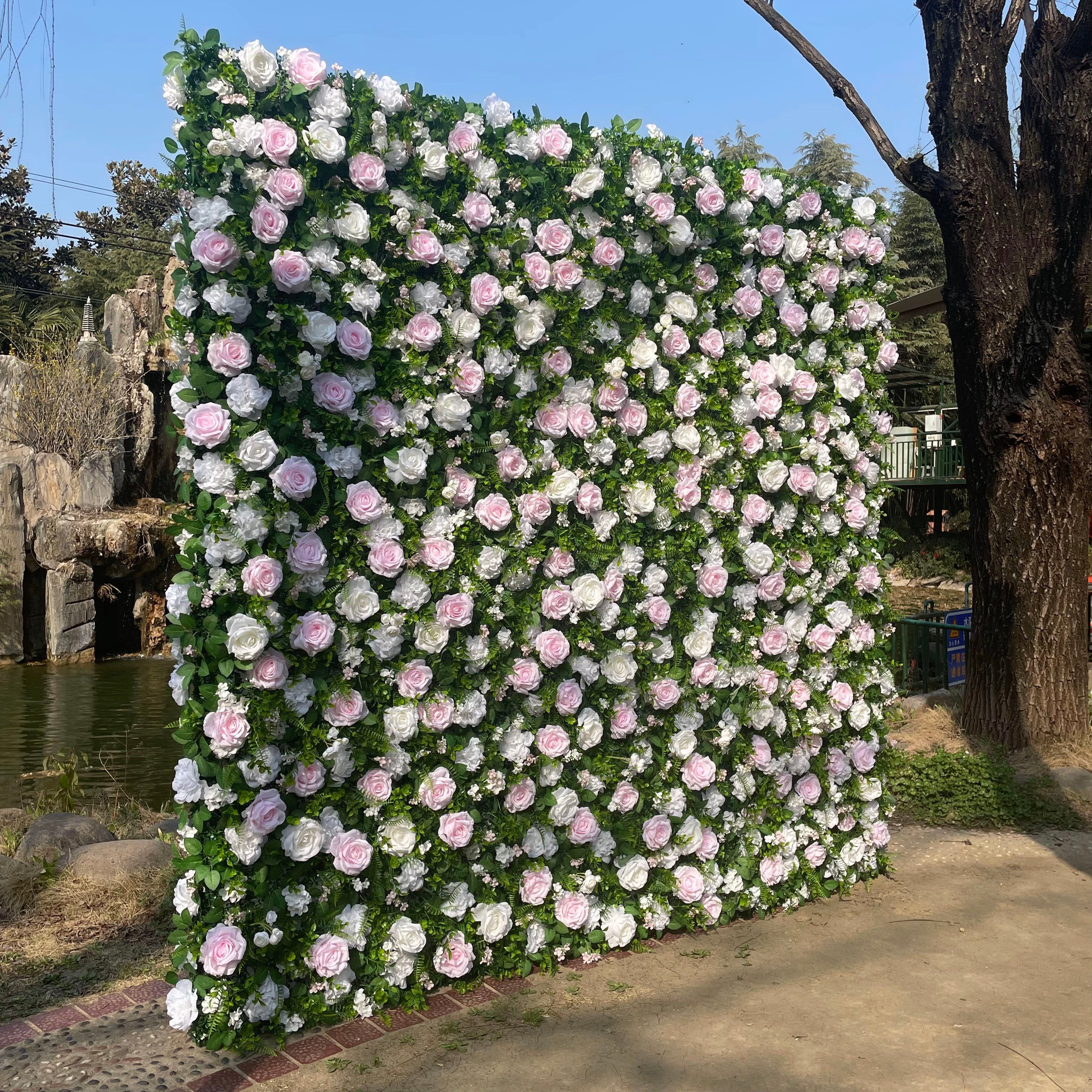 Phoenix 3D Fabric Artificial Zip Up Curtain Flower Wall For Wedding and Events Decoration