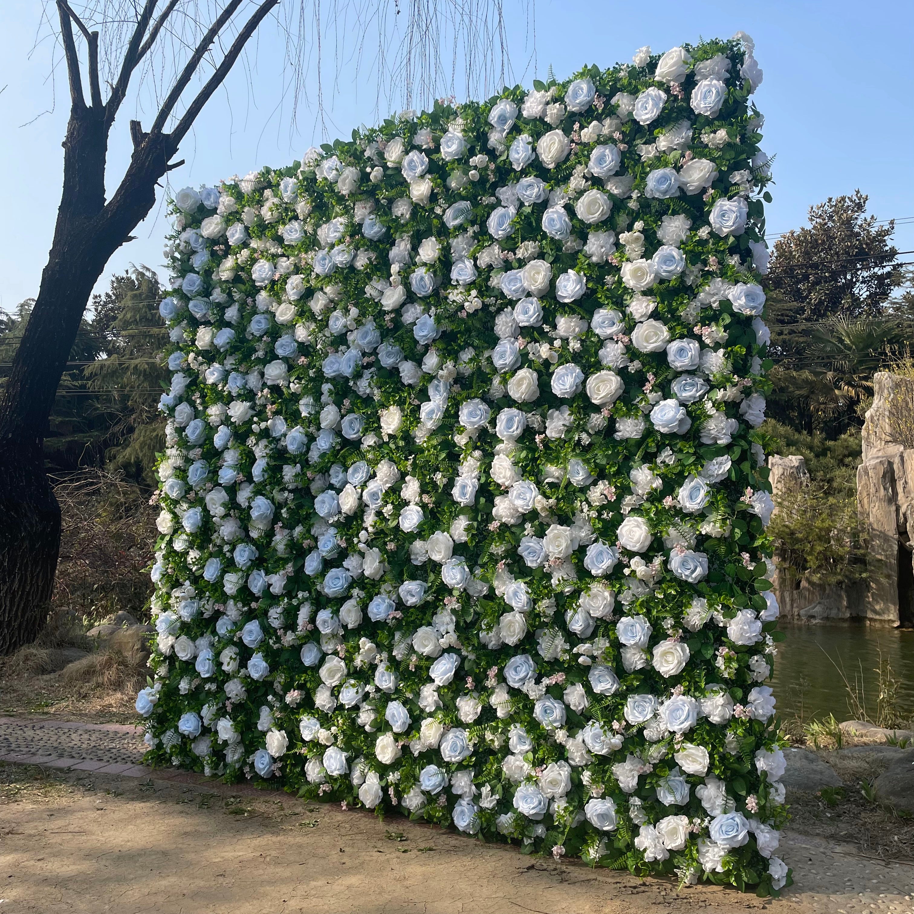 Newport 3D Fabric Artificial Zip Up Curtain Flower Wall For Wedding and Events Decoration