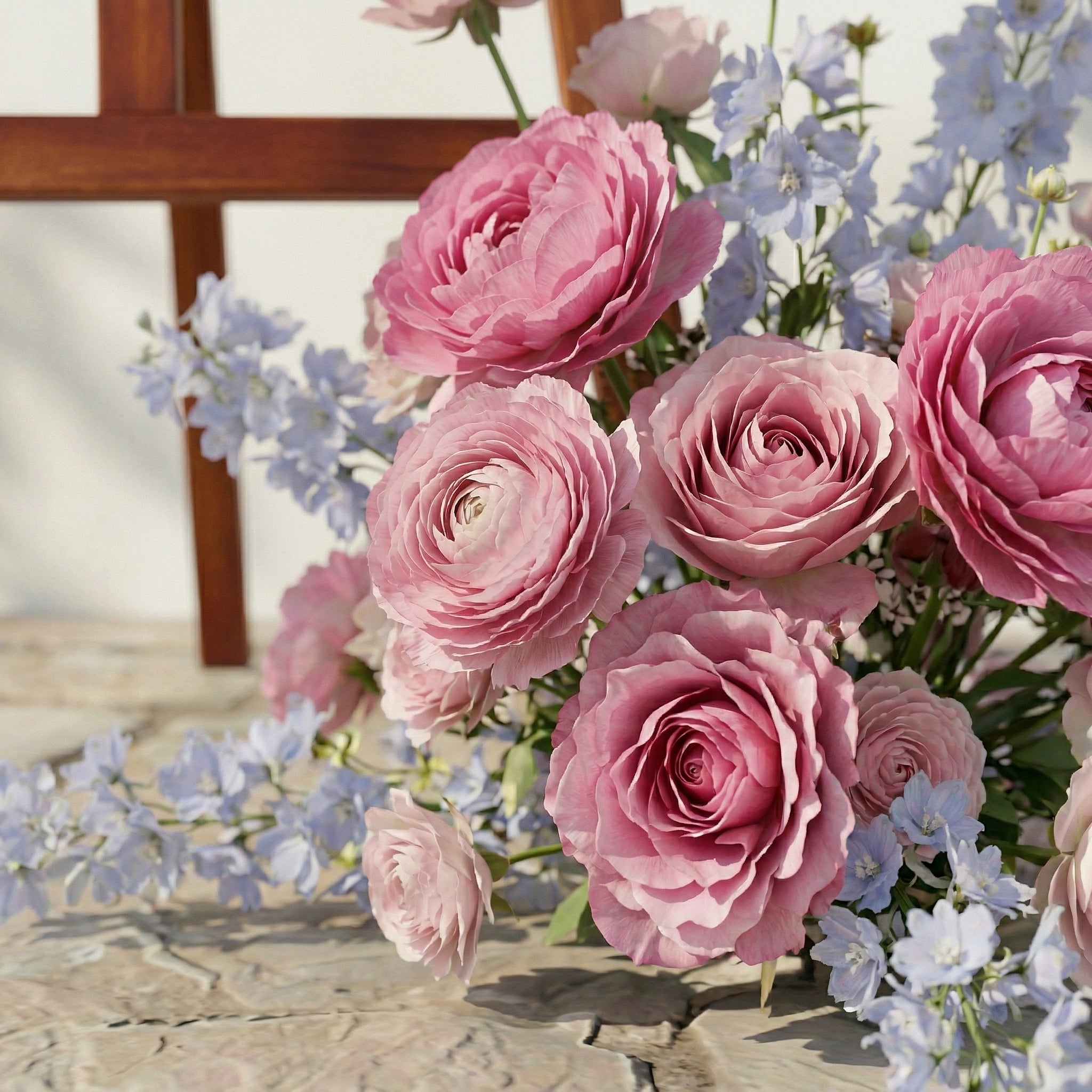 2PCS Chic Pink Blue Series Welcome Sign Flower Wedding Event Props