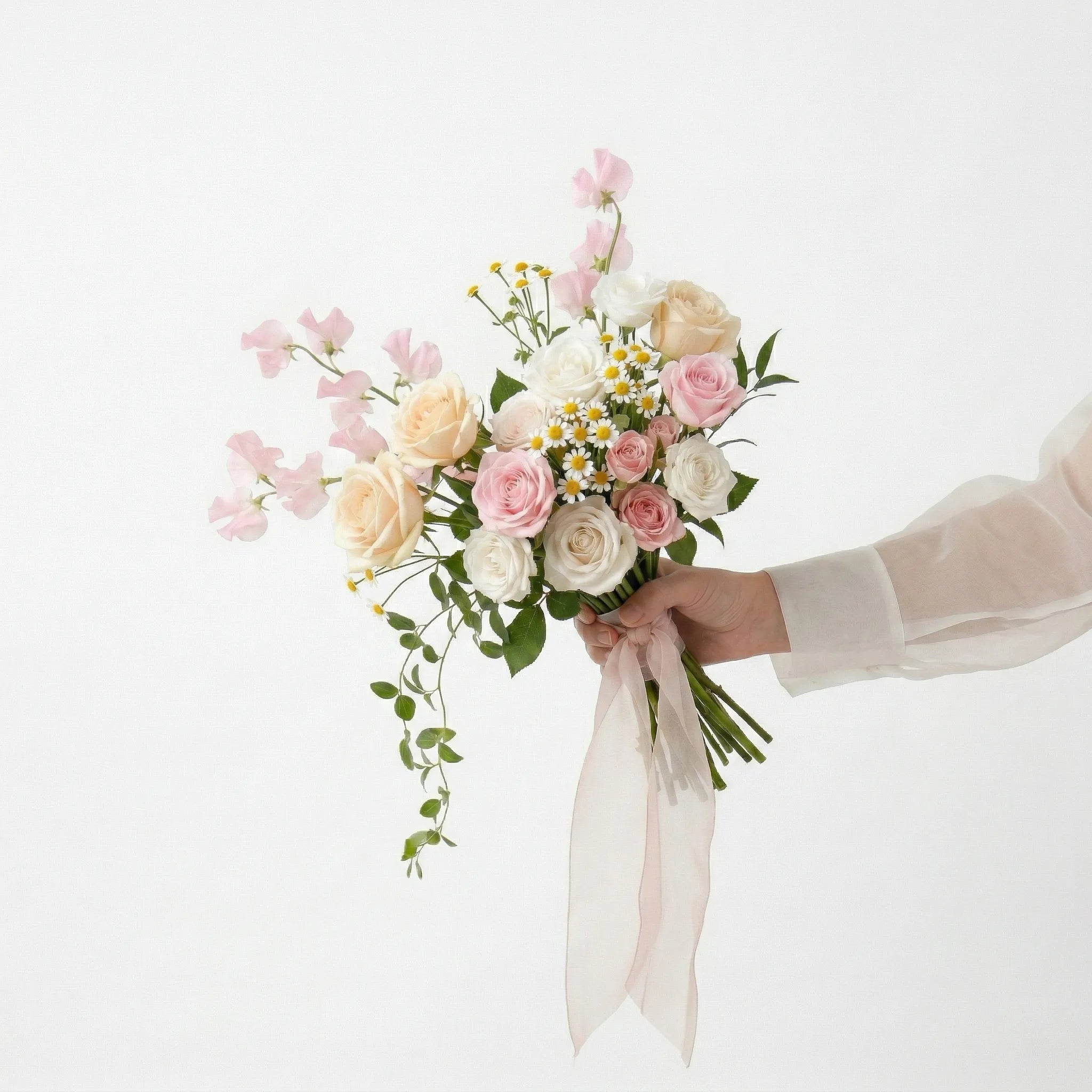 Free-Form Bridal Bouquet in Blush & Daisy