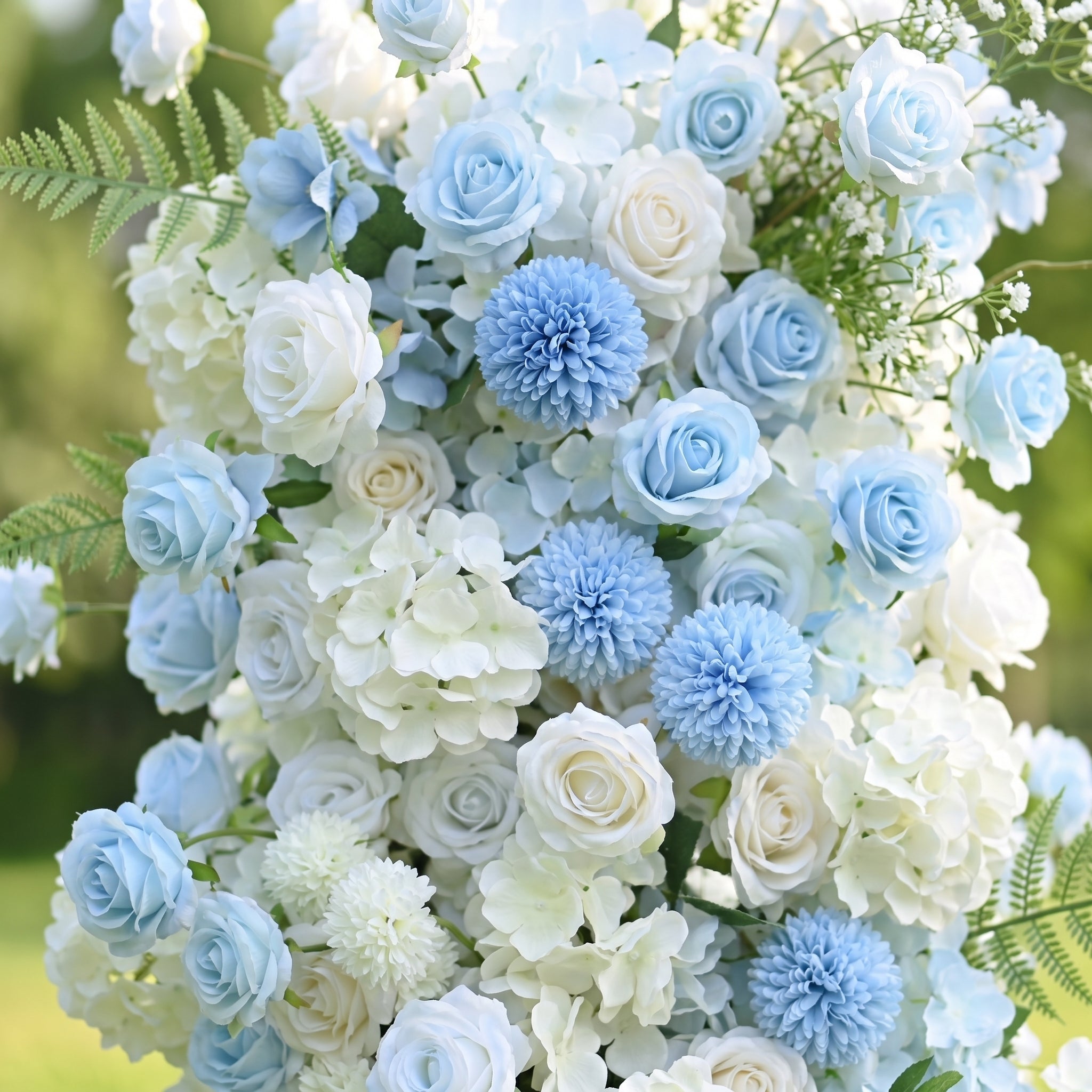 Amarora 3D Blue & White Artificial Flower Pillar Wedding Backdrop Arch KT Board Decor Floral Arrangement