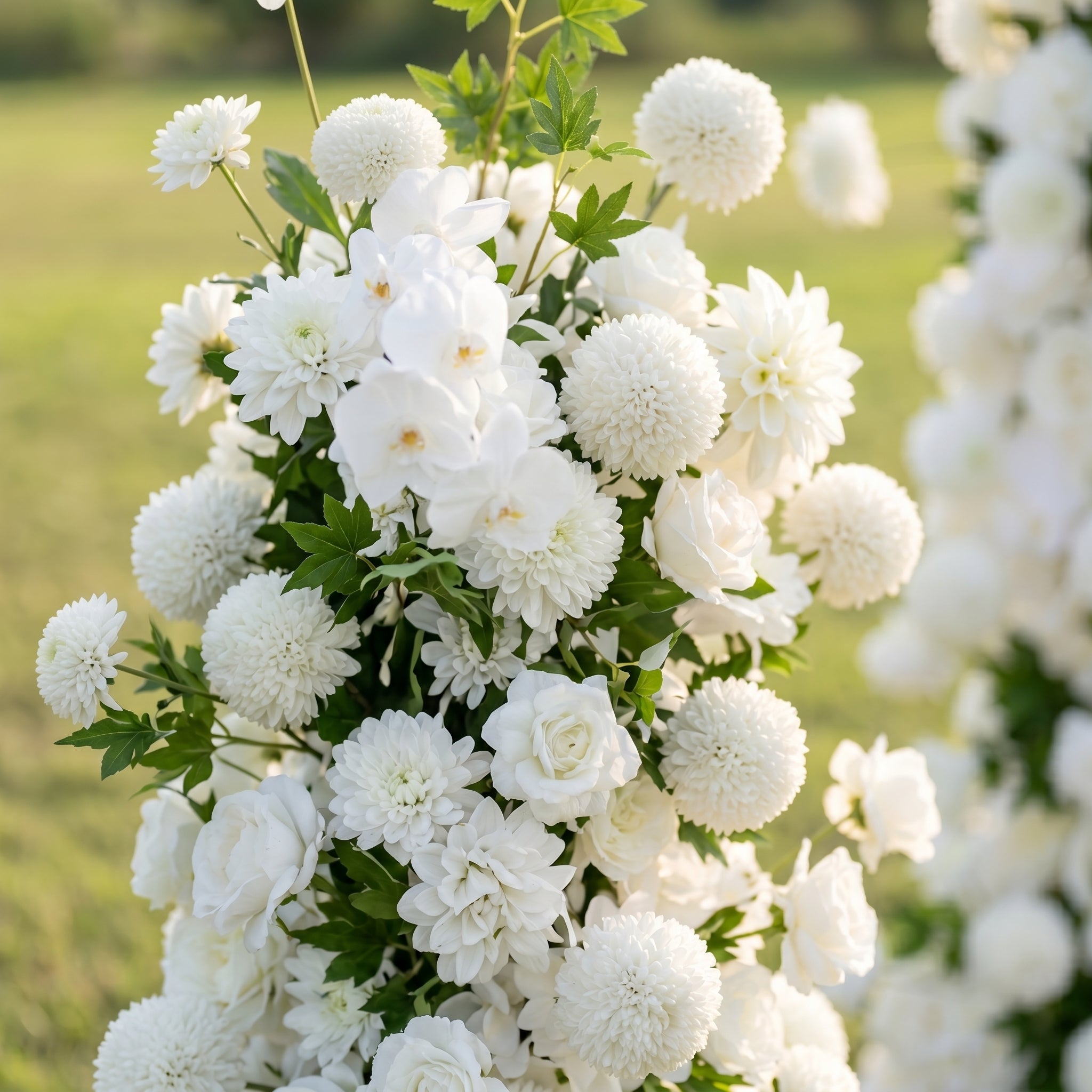 Aster 3D White Artificial Flower Pillar Wedding Backdrop Arch KT Board Decor Floral Arrangement