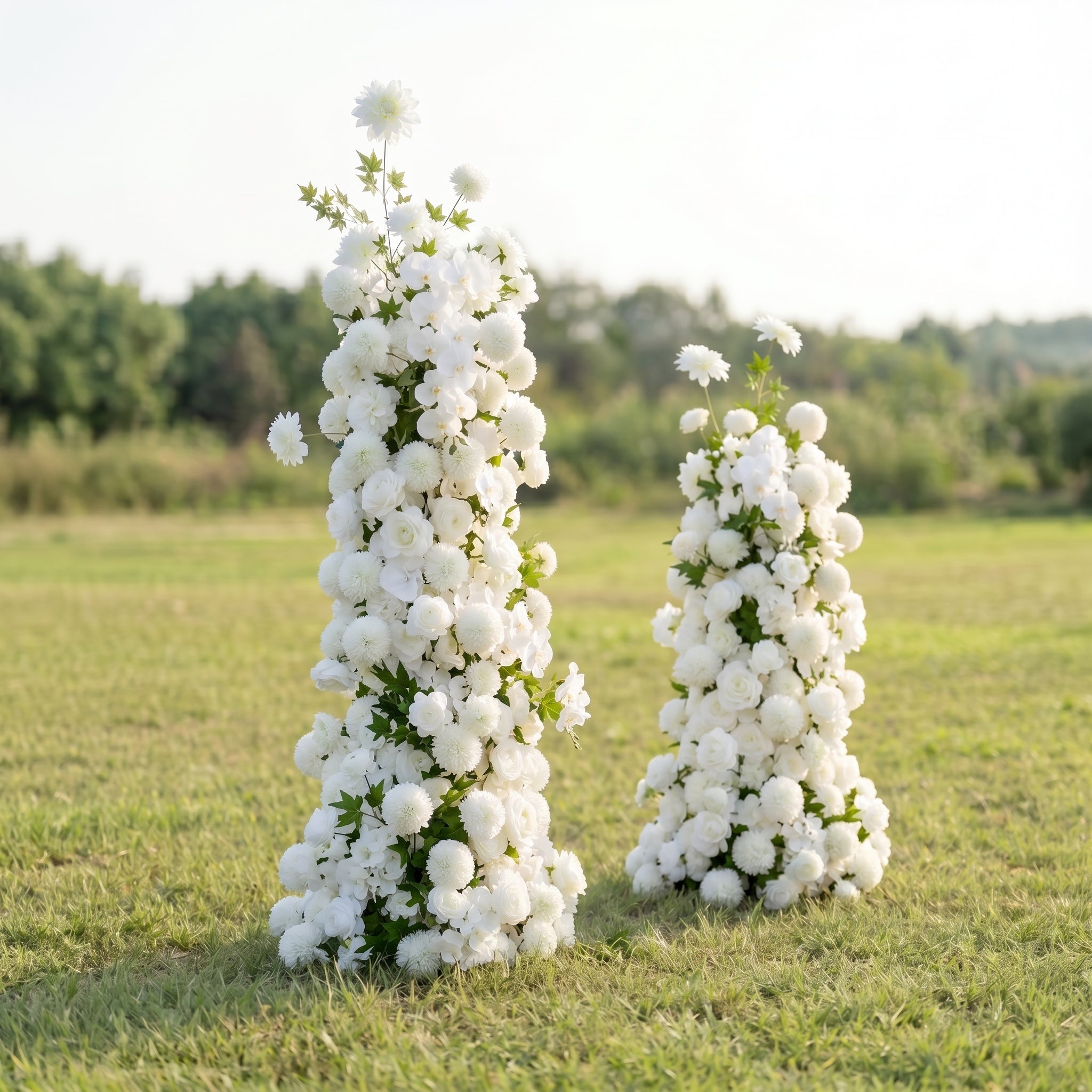 Aster 3D White Artificial Flower Pillar Wedding Backdrop Arch KT Board Decor Floral Arrangement