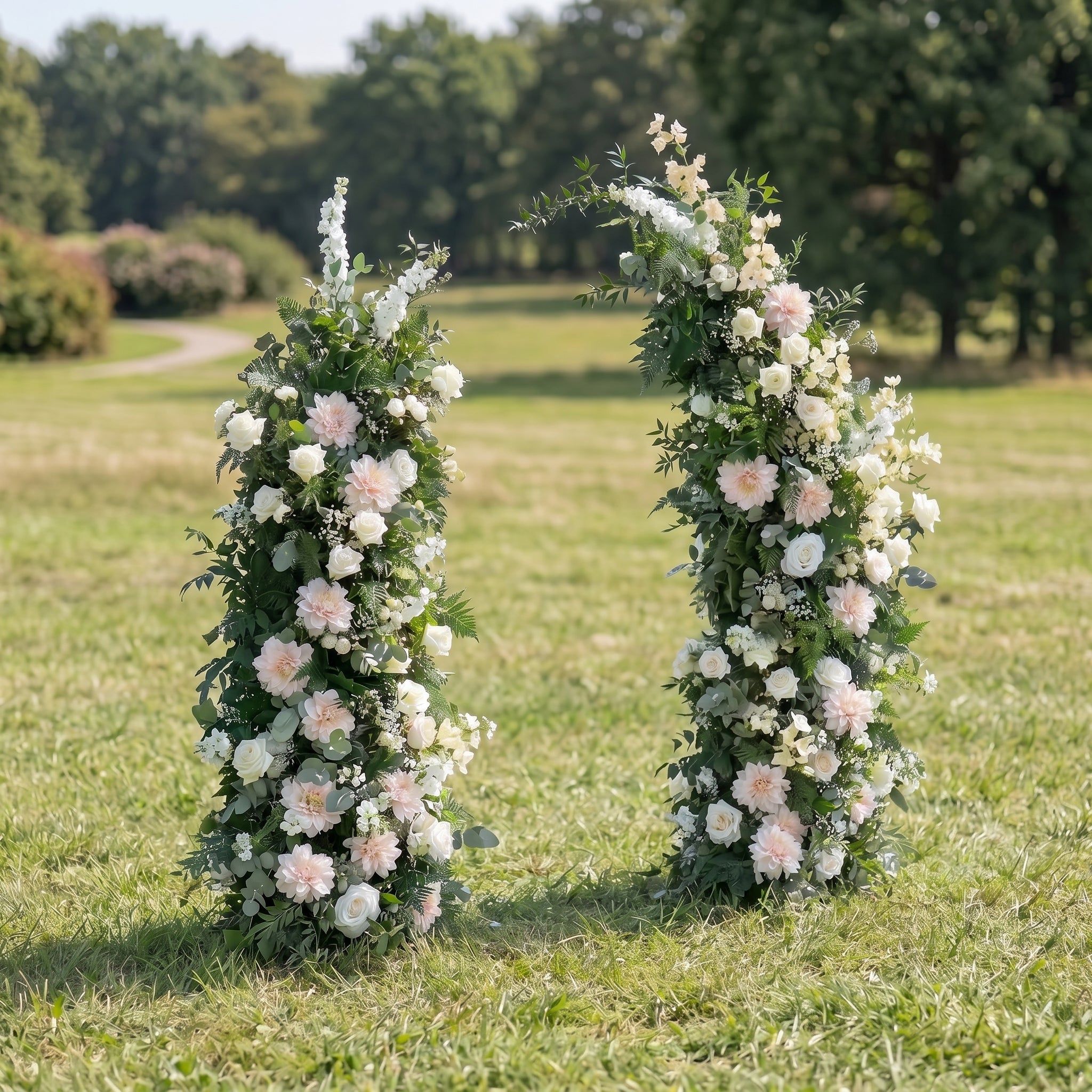 Basil 3D Green Artificial Flower Pillar Wedding Backdrop Arch KT Board Decor Floral Arrangement