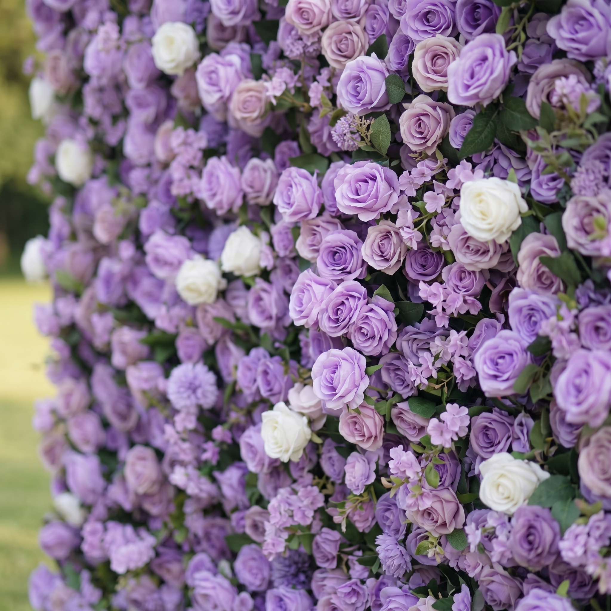 Bellora 3D Purple Rose Flower Wall Fabric Artificial Zip Up Curtain Flower Wall For Wedding and Events Decoration