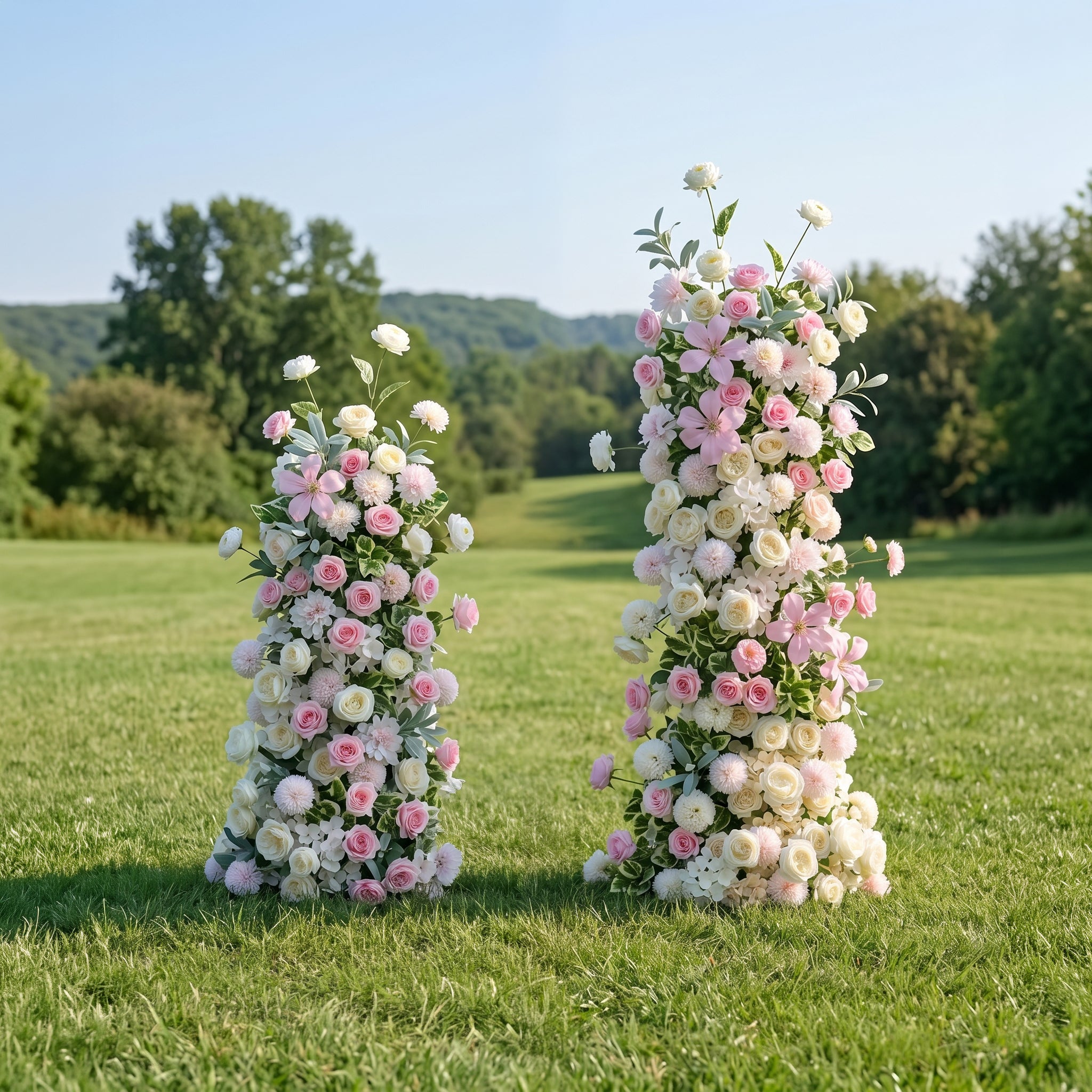 Birch 3D Pink Artificial Flower Pillar Wedding Backdrop Arch KT Board Decor Floral Arrangement