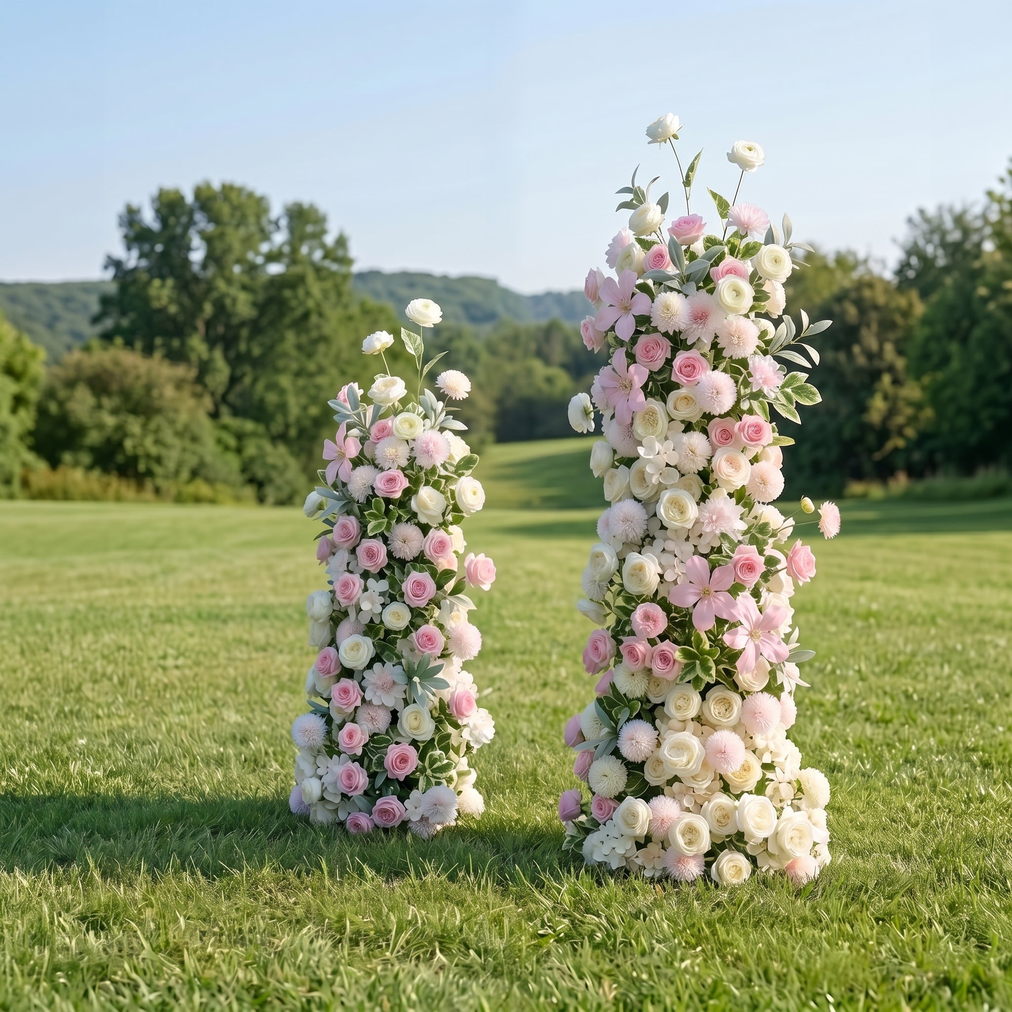 Birch 3D Pink Artificial Flower Pillar Wedding Backdrop Arch KT Board Decor Floral Arrangement