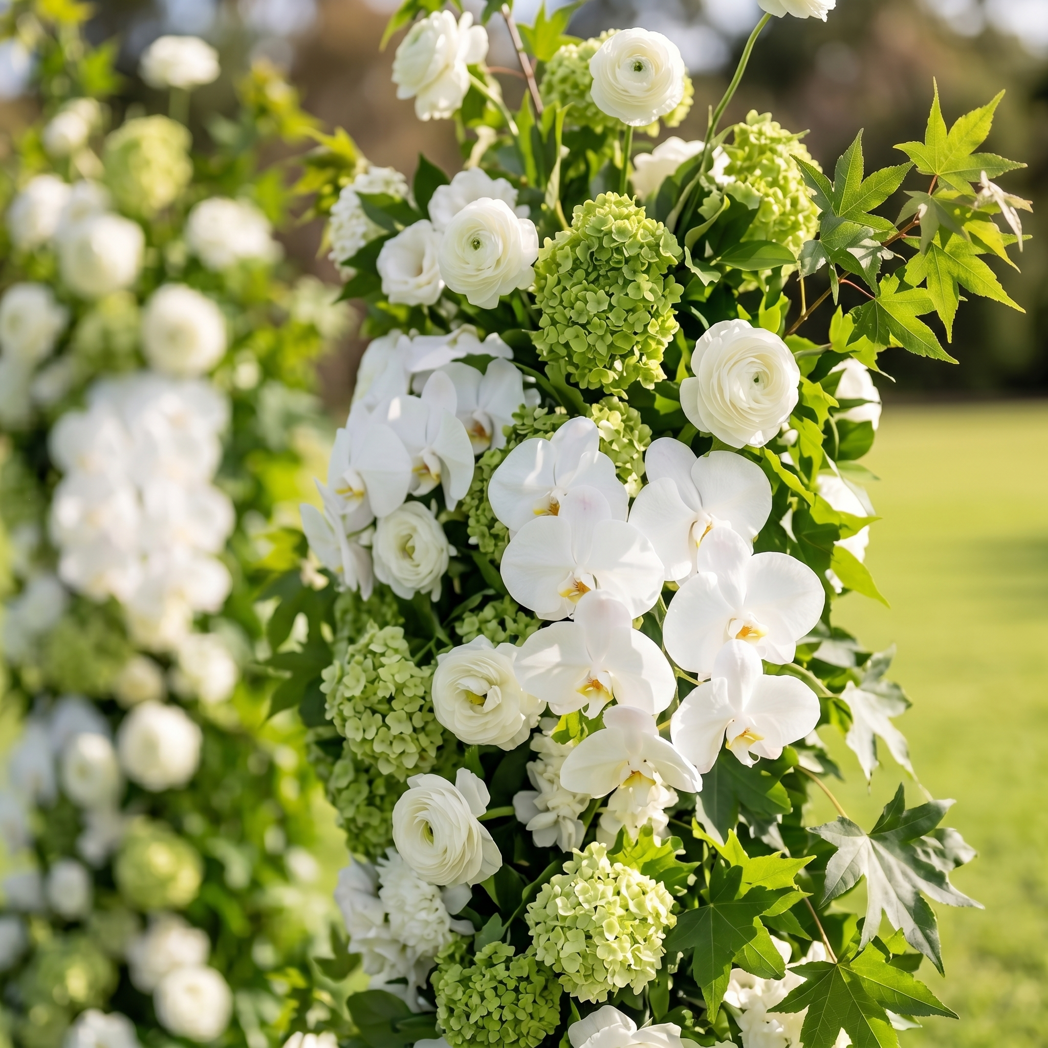 Brook 3D Green Artificial Flower Pillar Wedding Backdrop Arch KT Board Decor Floral Arrangement