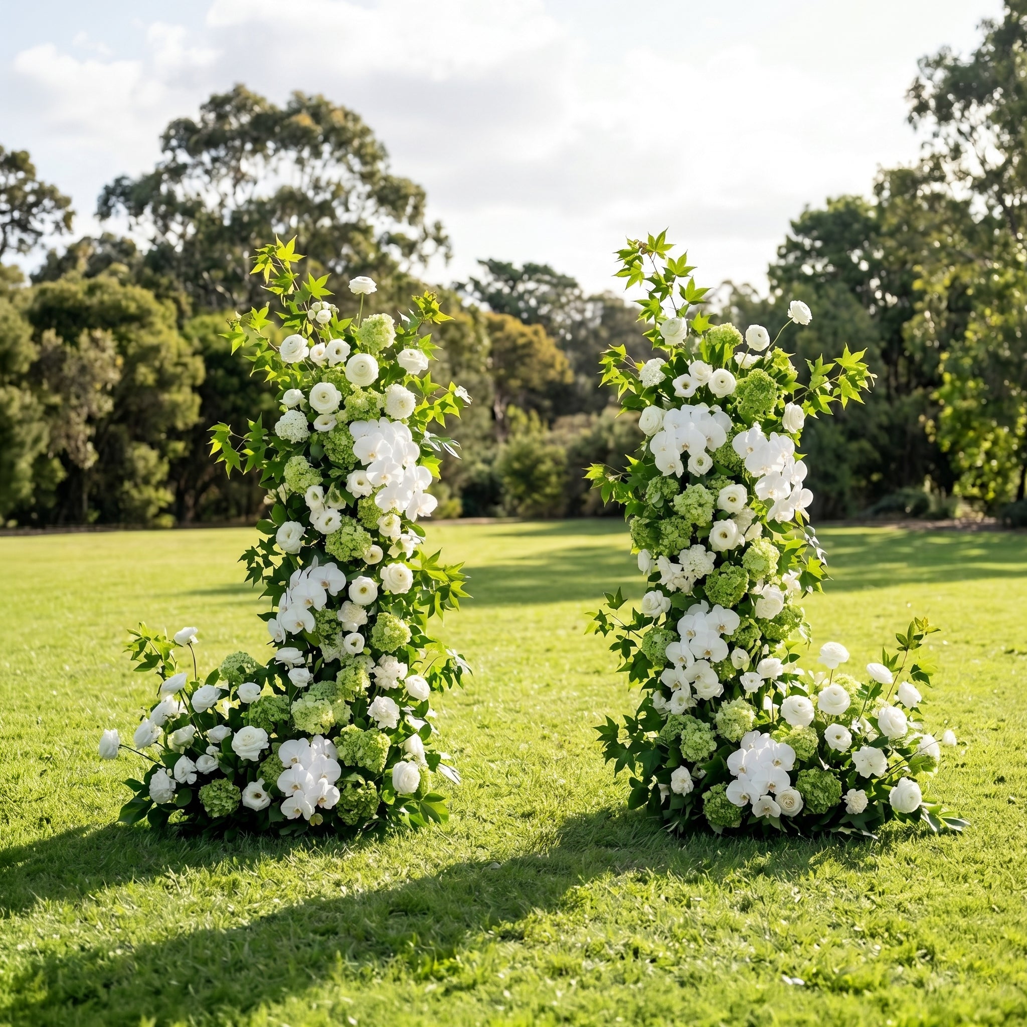 Brook 3D Green Artificial Flower Pillar Wedding Backdrop Arch KT Board Decor Floral Arrangement
