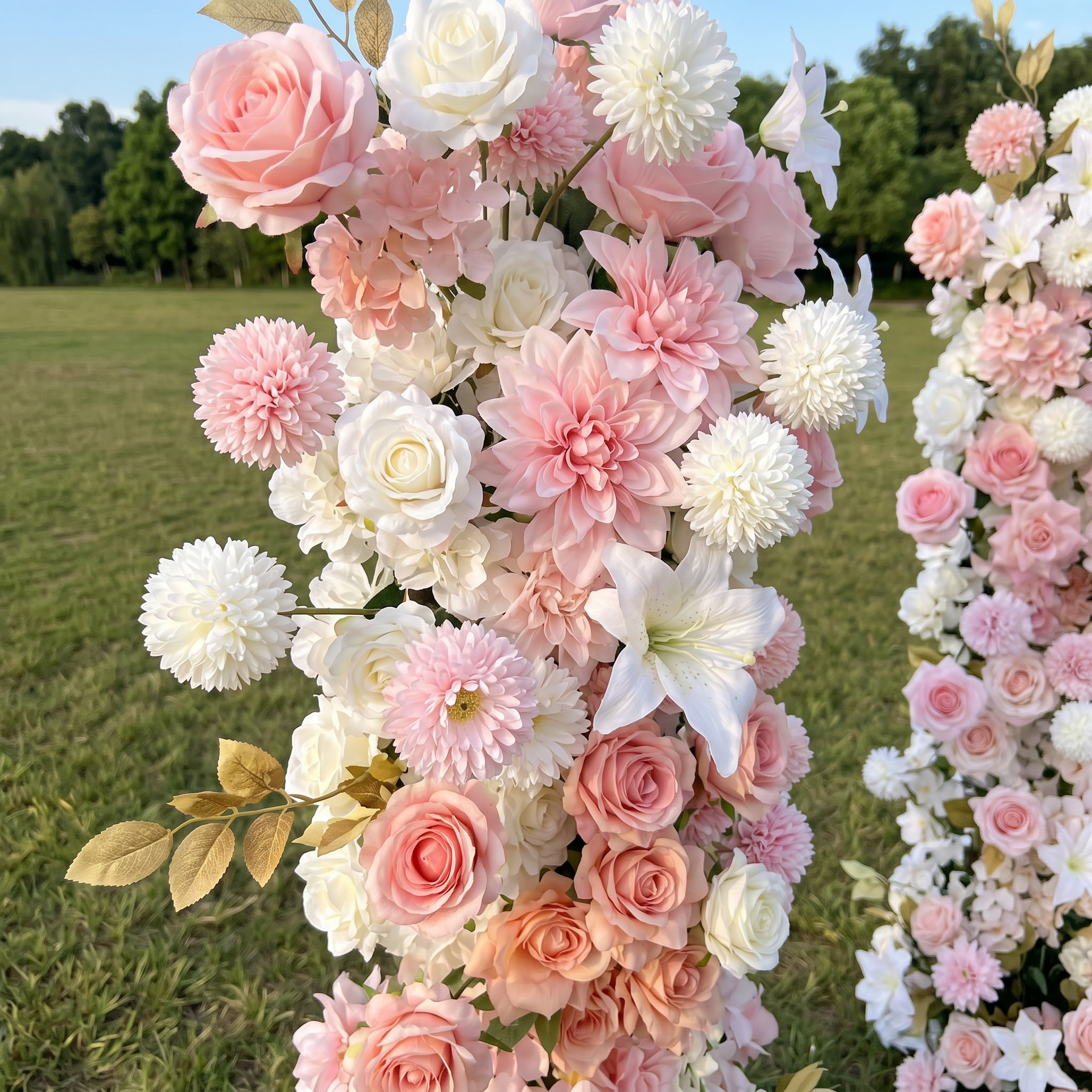 Calla 3D Pink Artificial Flower Pillar Wedding Backdrop Arch KT Board Decor Floral Arrangement