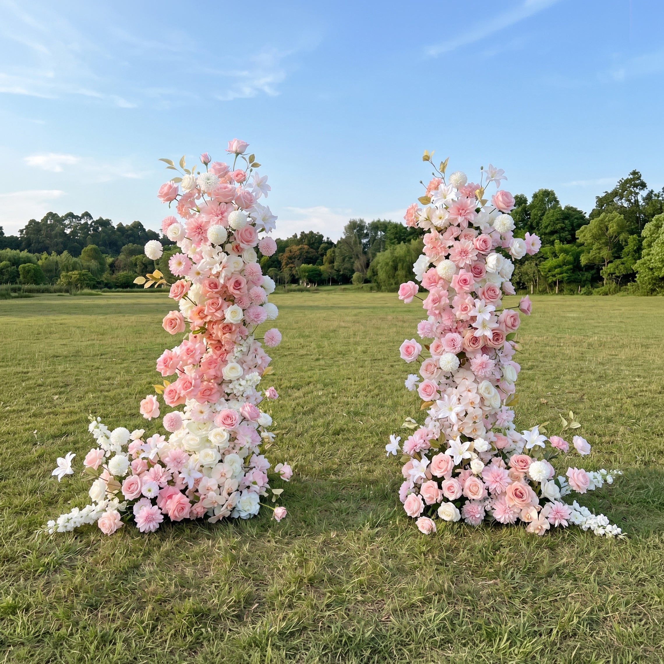 Calla 3D Pink Artificial Flower Pillar Wedding Backdrop Arch KT Board Decor Floral Arrangement
