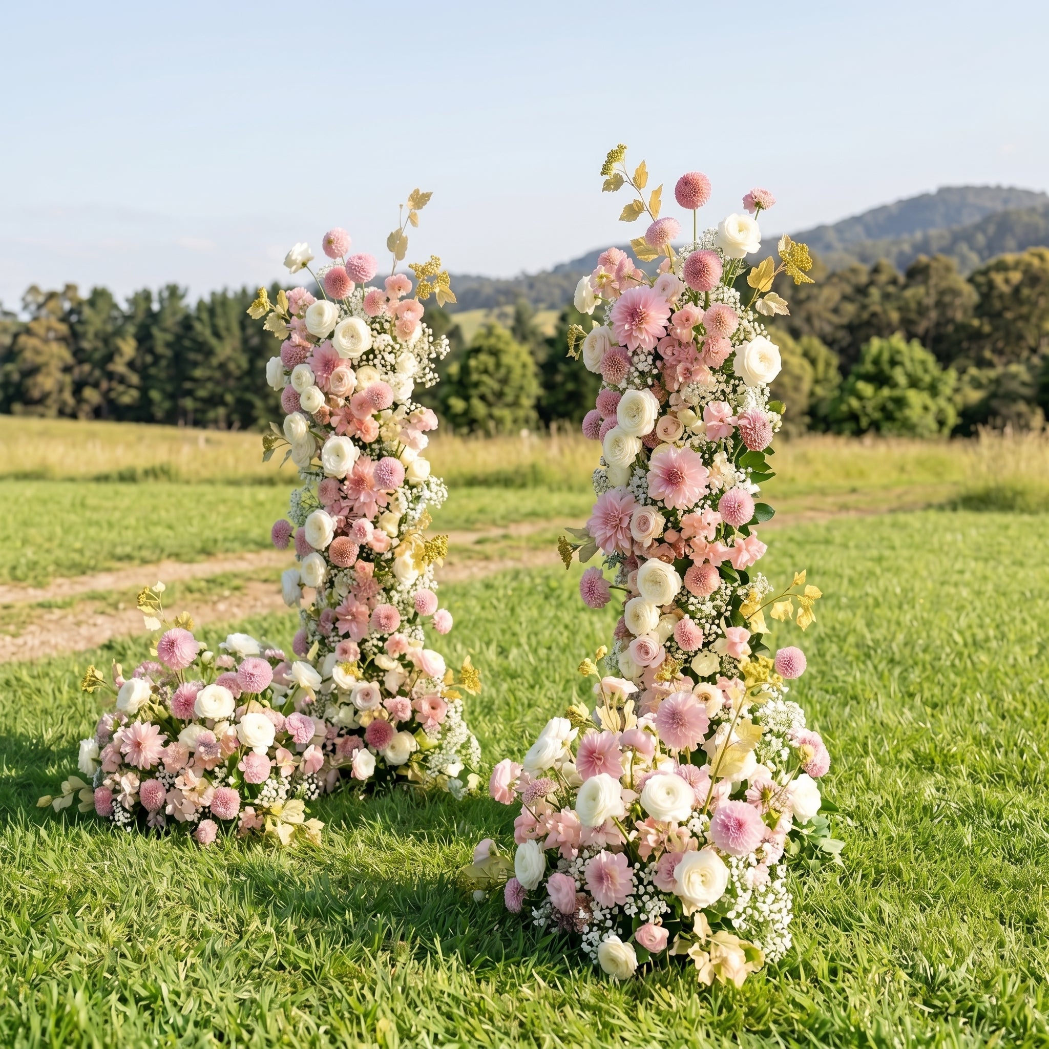 Cedar 3D Artificial Flower Pillar Wedding Backdrop Arch KT Board Decor Floral Arrangement