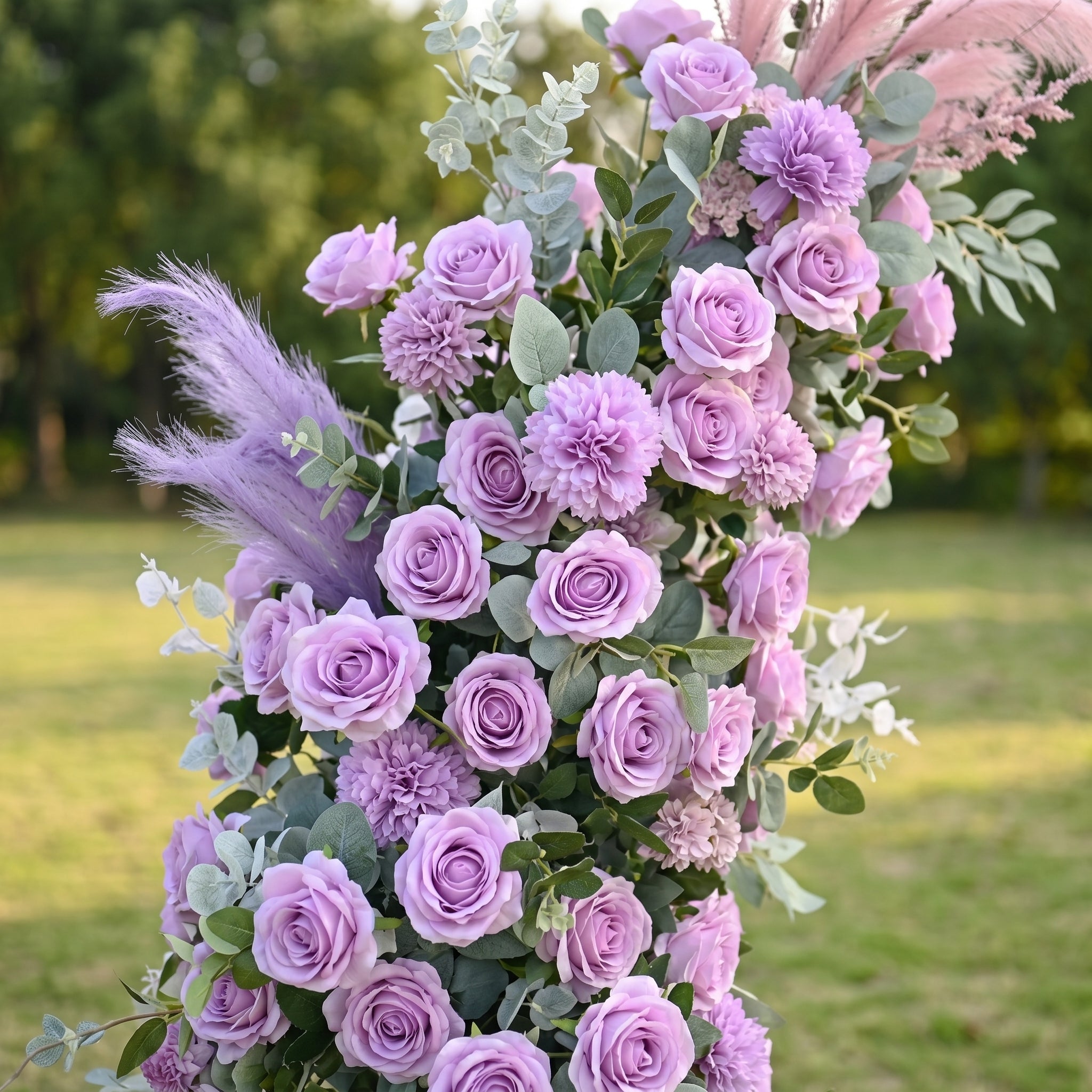 Cleoora Purple Luxury Horn Shaped Flower Arch with Frame for Wedding Party Event Backdrop Decoration