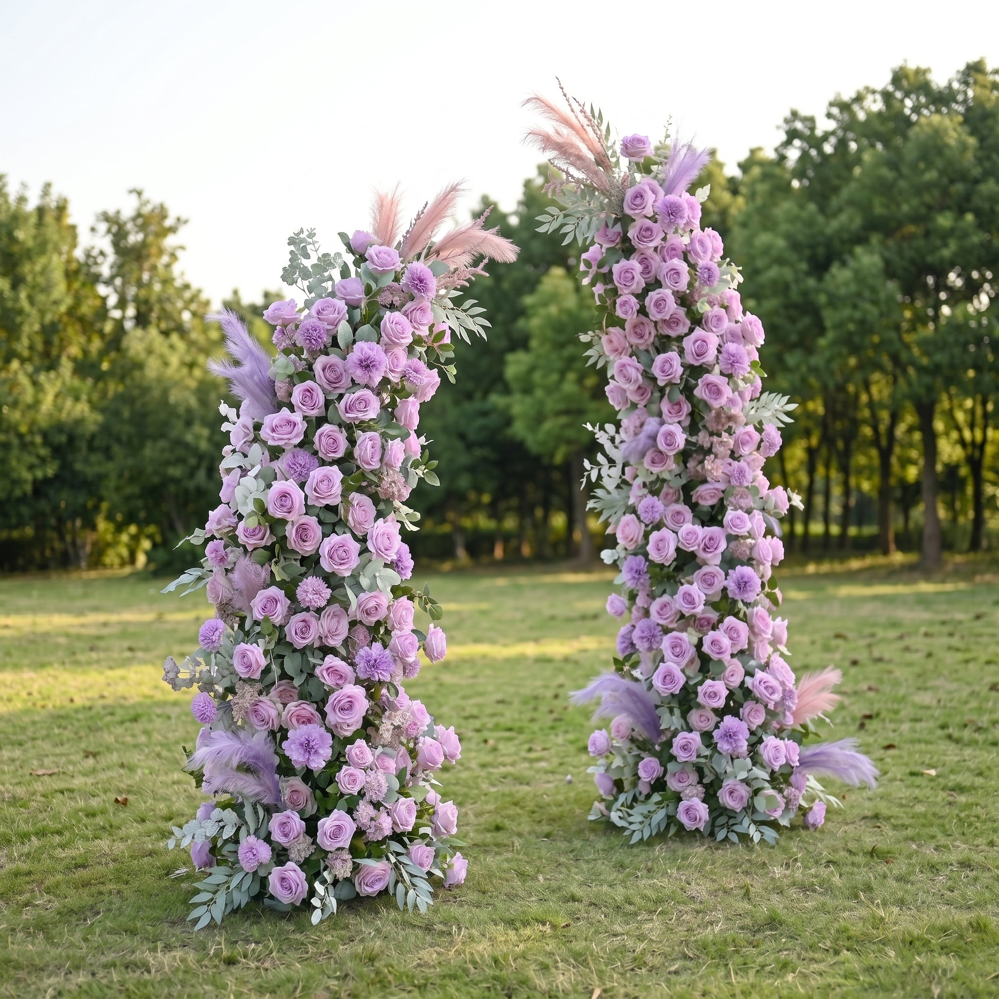 Cleoora Purple Luxury Horn Shaped Flower Arch with Frame for Wedding Party Event Backdrop Decoration