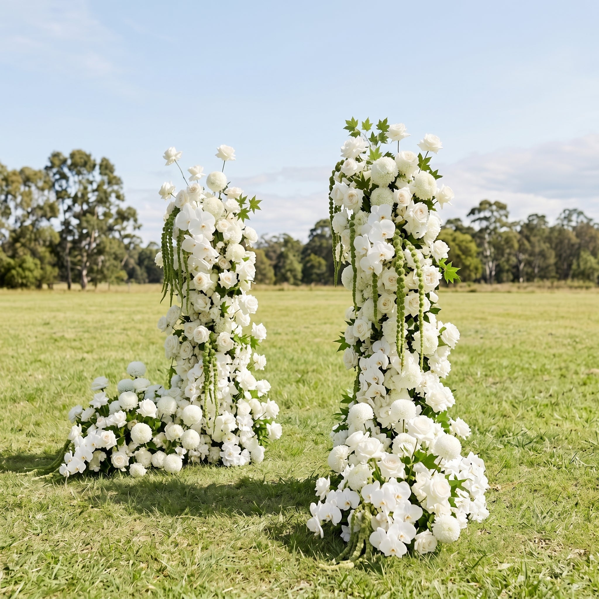 Coral 3D White Artificial Flower Pillar Wedding Backdrop Arch KT Board Decor Floral Arrangement