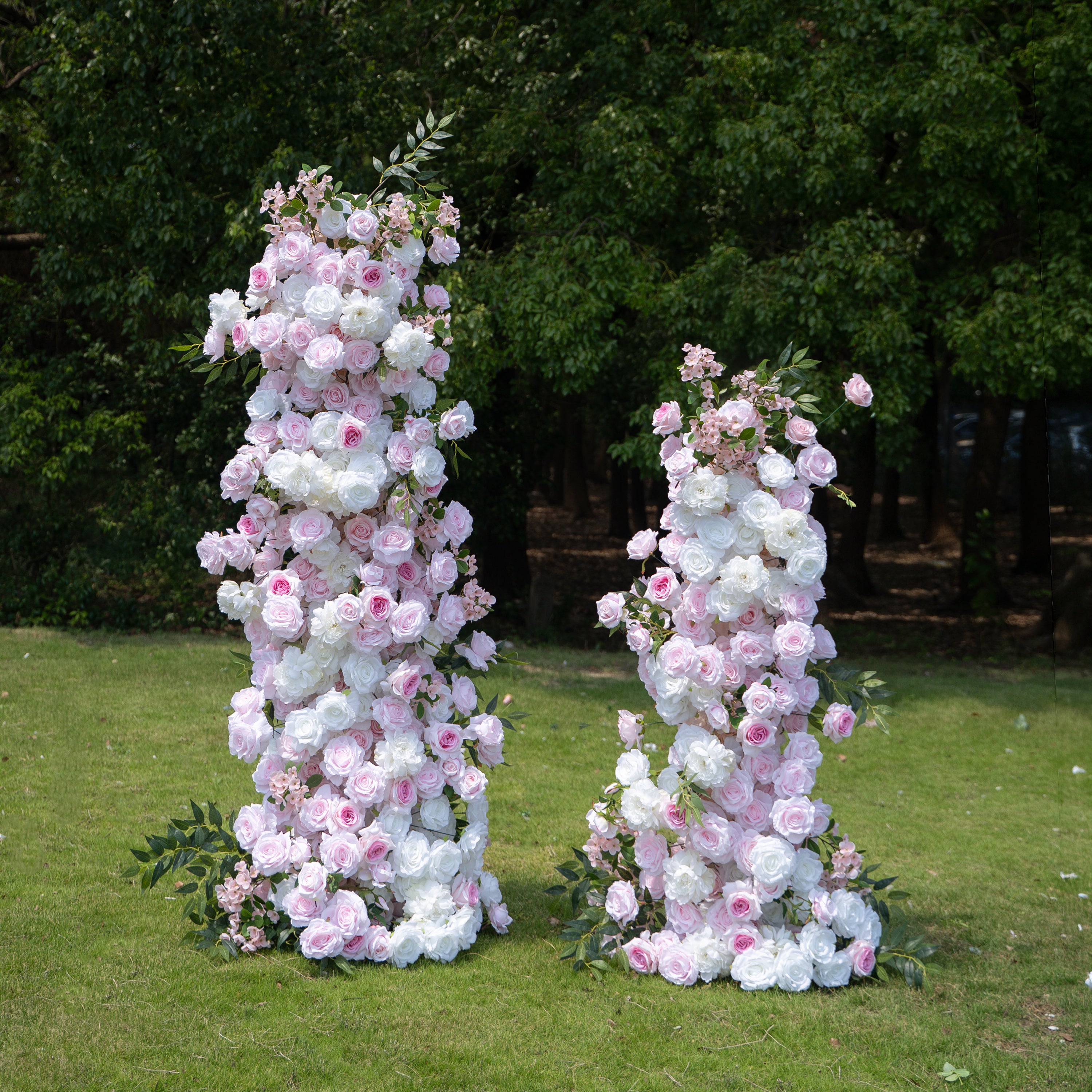 Amora Pink & White Artificial Flower Pillar Wedding Arch KT Board Decor Floral Arrangement