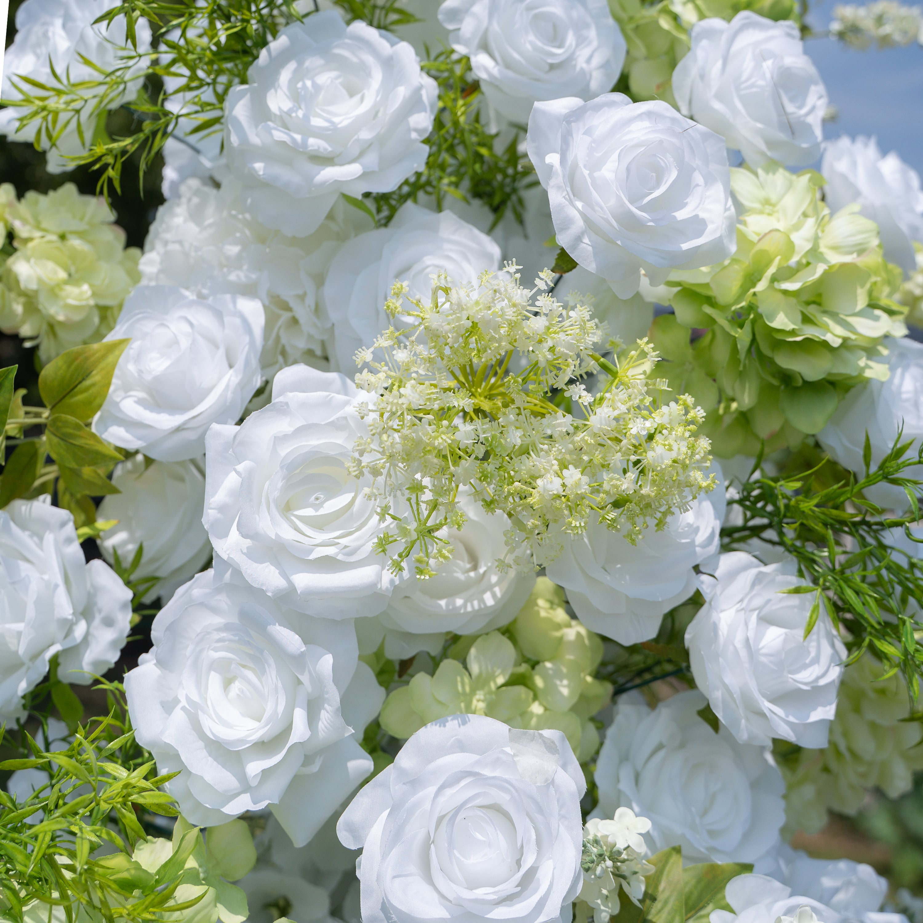 Alba Green & White Artificial Flower Pillar Wedding Arch KT Board Decor Floral Arrangement