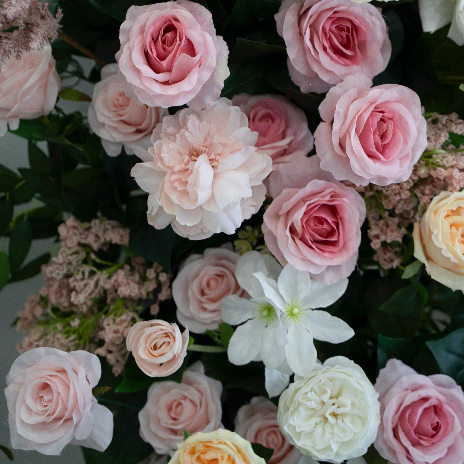 Tansy Pink & White Artificial Flower Wedding Arch KT Board Decor Floral Arrangement