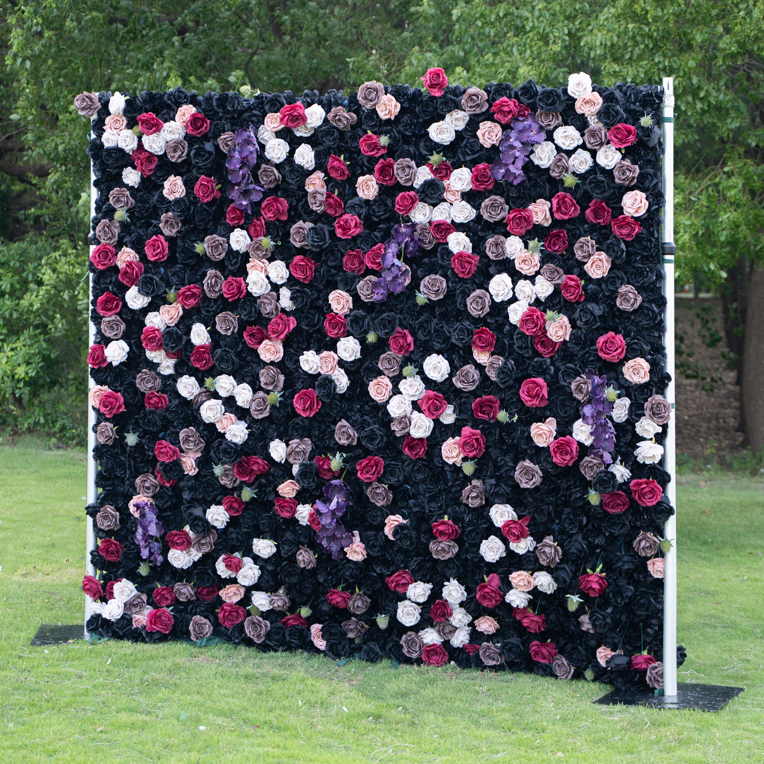 Reverie 3D Rose Flower Wall Fabric Artificial Zip Up Curtain Flower Wall For Wedding and Events Decoration