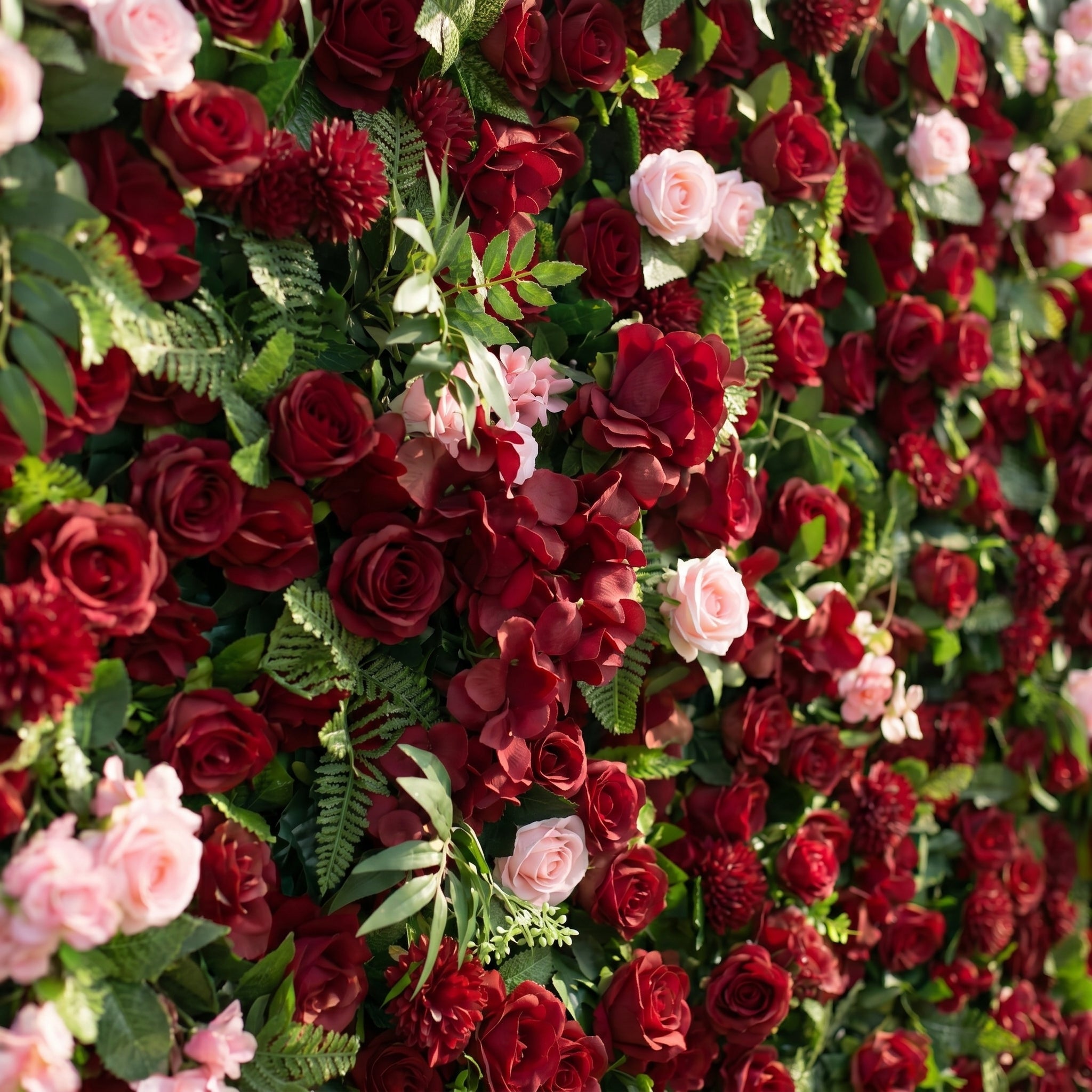 Daisy 3D Red Rose & Greenery Flower Wall Fabric Artificial Zip Up Curtain Flower Wall For Wedding and Events Decoration