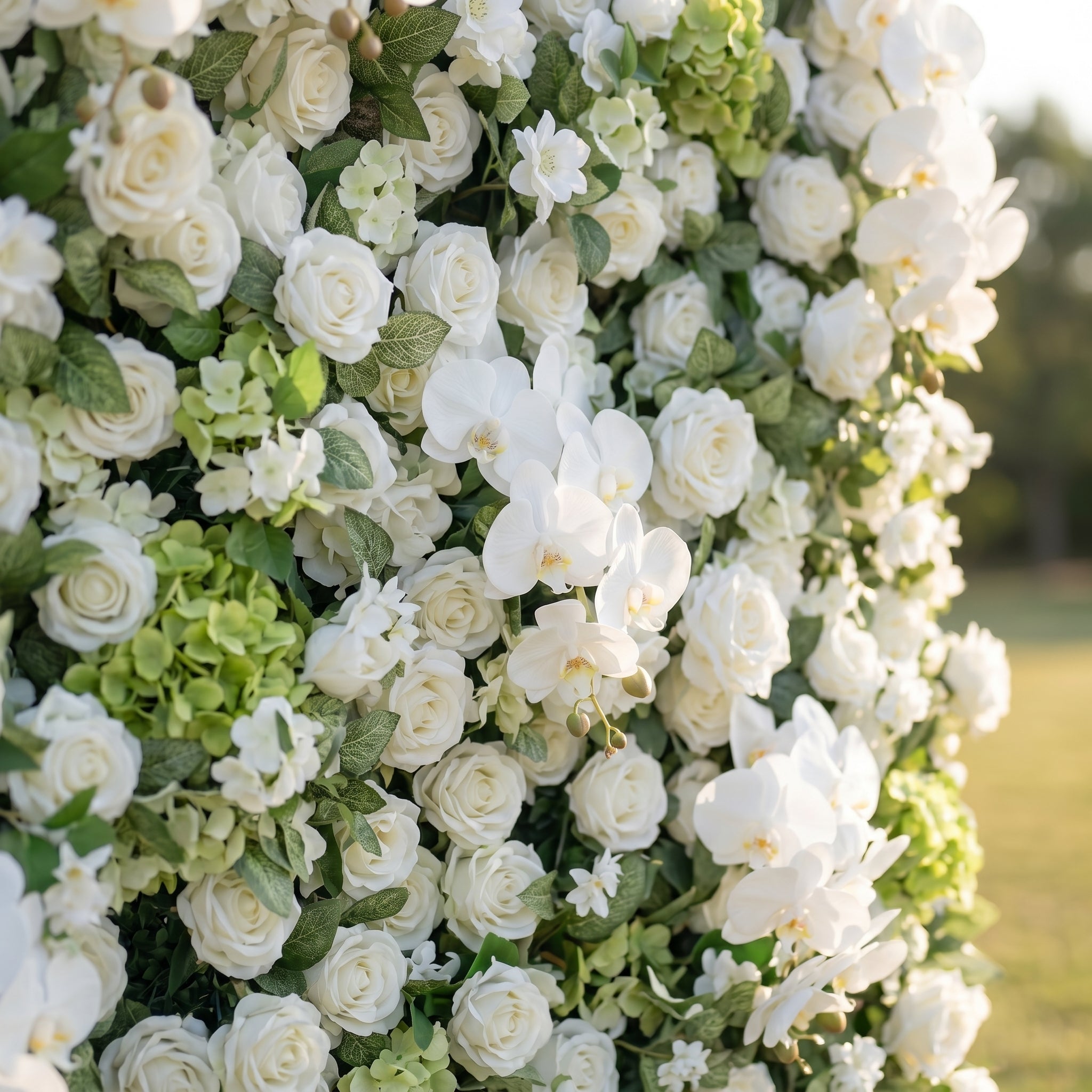 Dora 3D White Flower Wall Fabric Artificial Zip Up Curtain Flower Wall For Wedding and Events Decoration