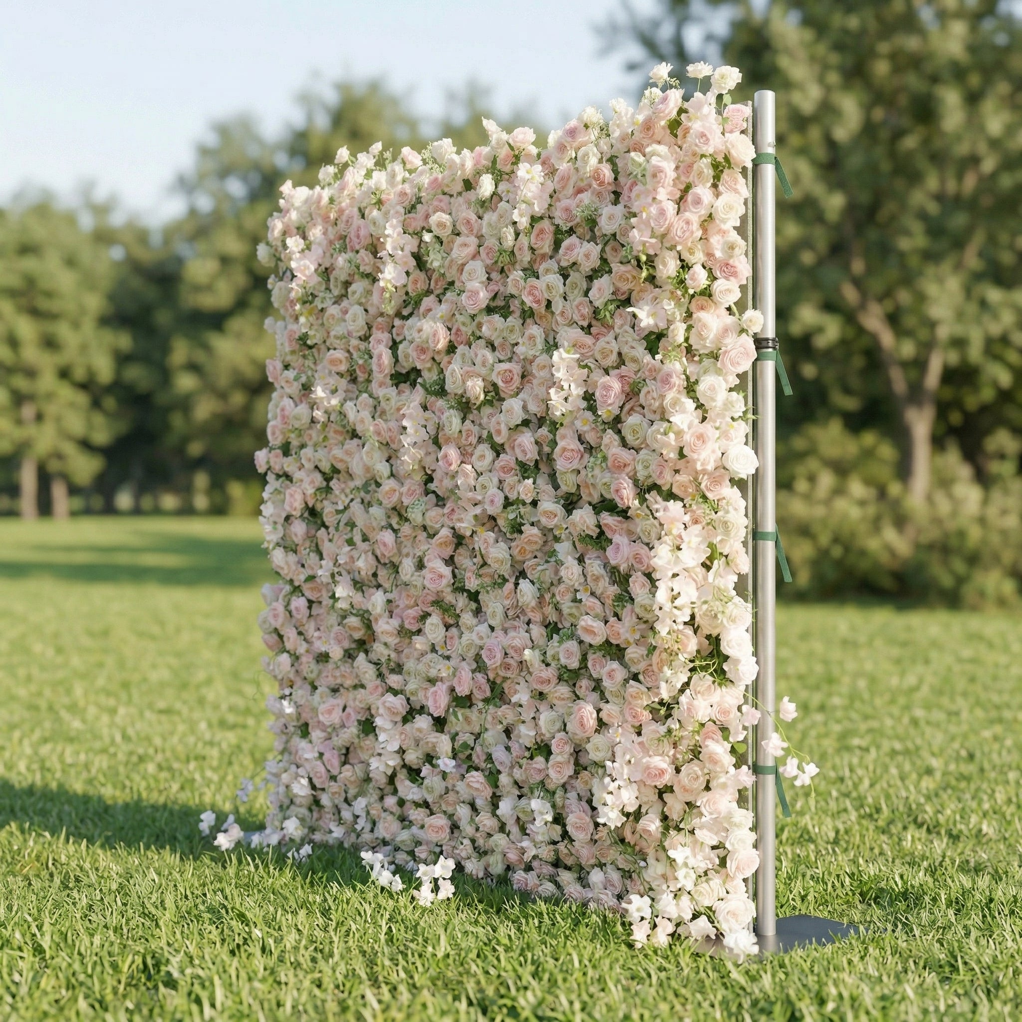 Elorelle 4D Light Pink Rose Flower Wall Panel – Easy Install Faux Floral Backdrop for Birthday, Graduation & Event Decor