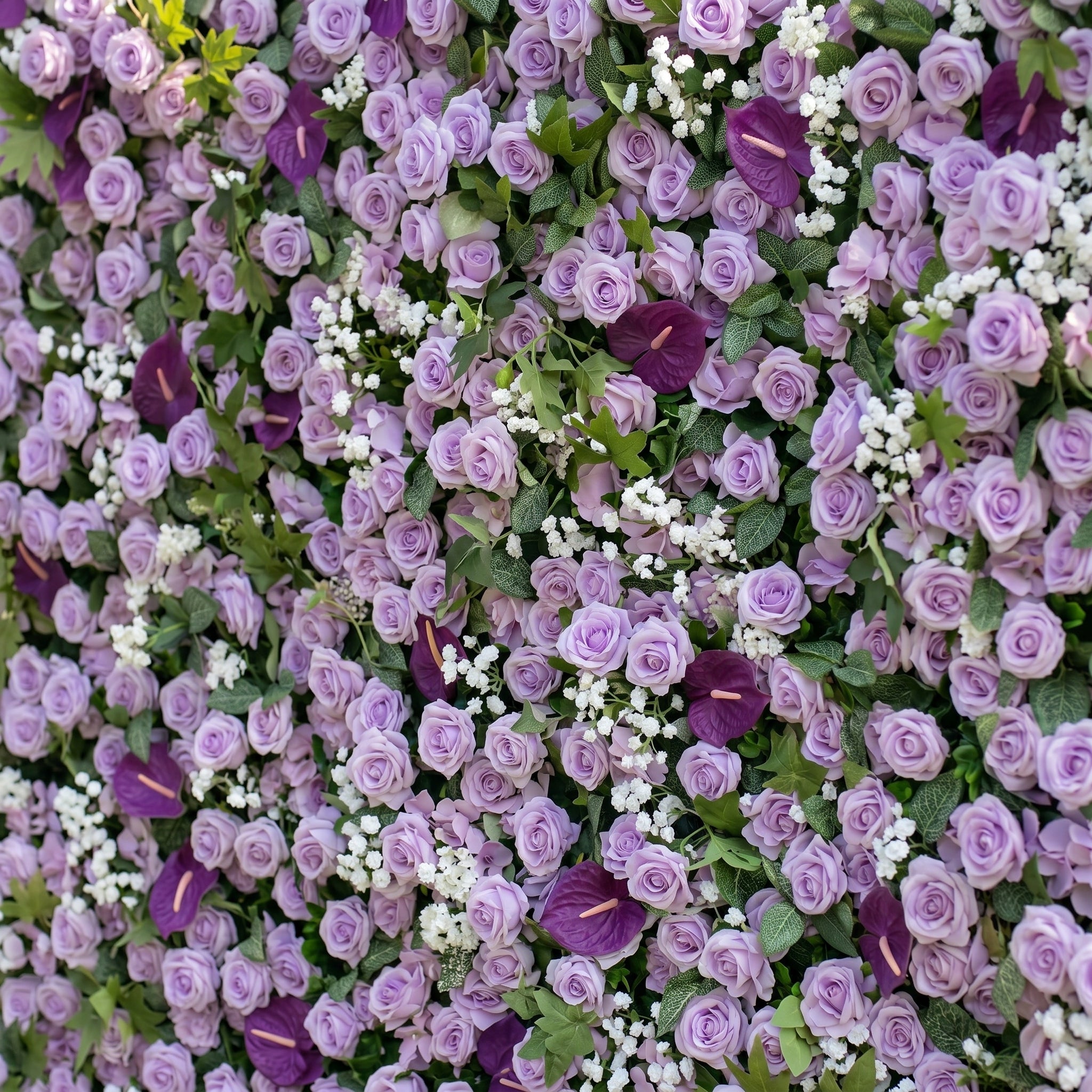 Evoren 3D Purple Rose Flower Wall Fabric Artificial Zip Up Curtain Flower Wall For Wedding and Events Decoration