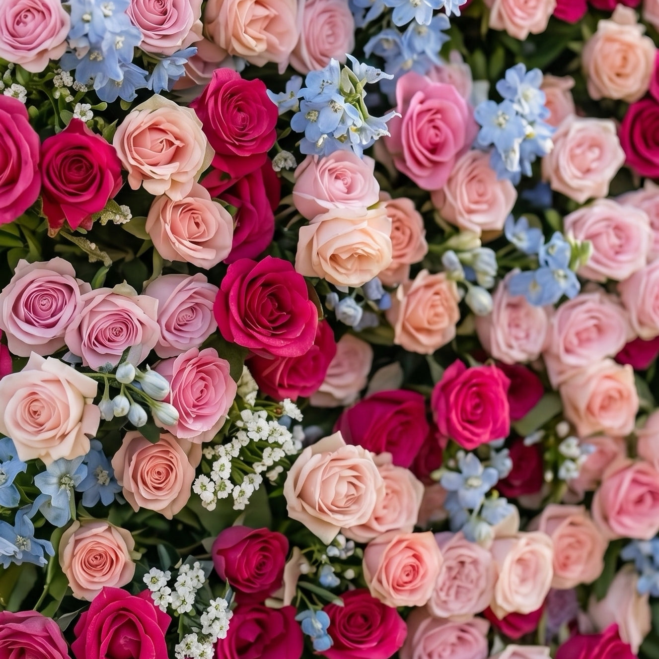 Fawn 3D Pink & Red Flower Wall Fabric Artificial Zip Up Curtain Flower Wall For Wedding and Events Decoration