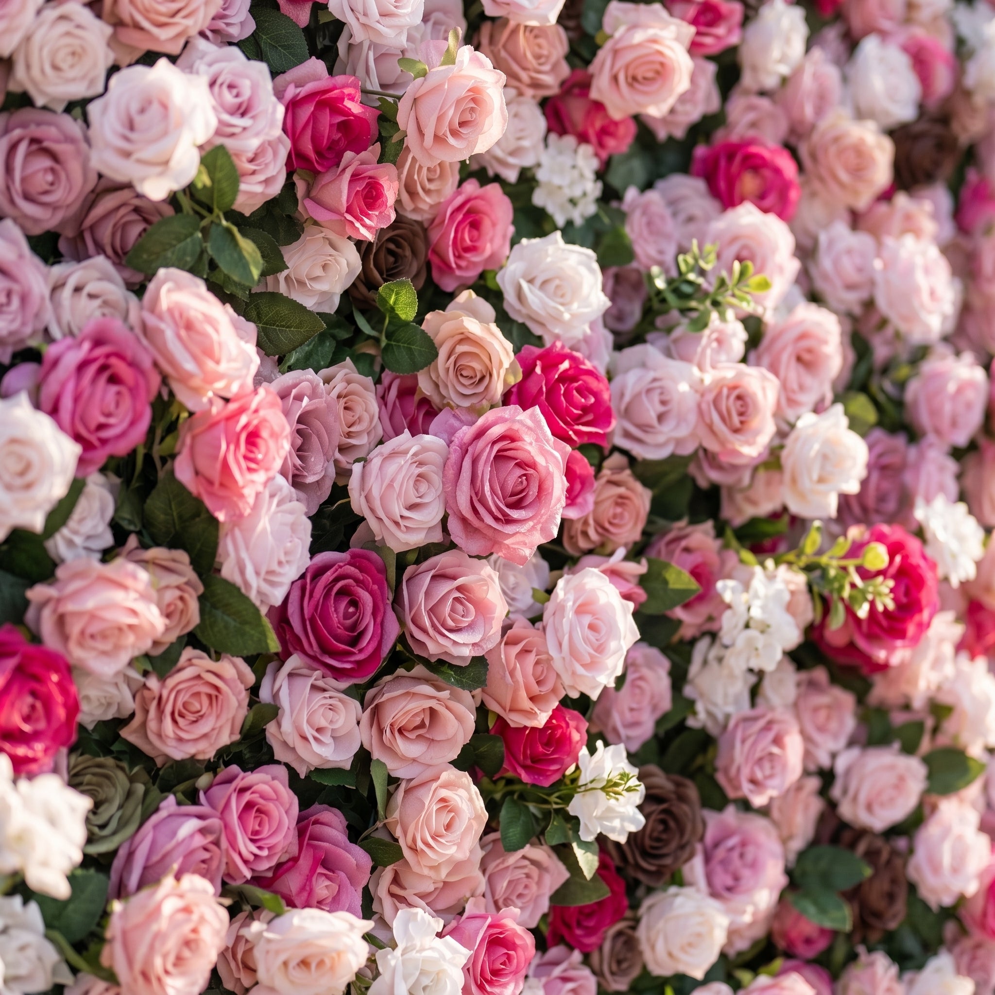 Fern 3D Pink Flower Wall Fabric Artificial Zip Up Curtain Flower Wall For Wedding and Events Decoration