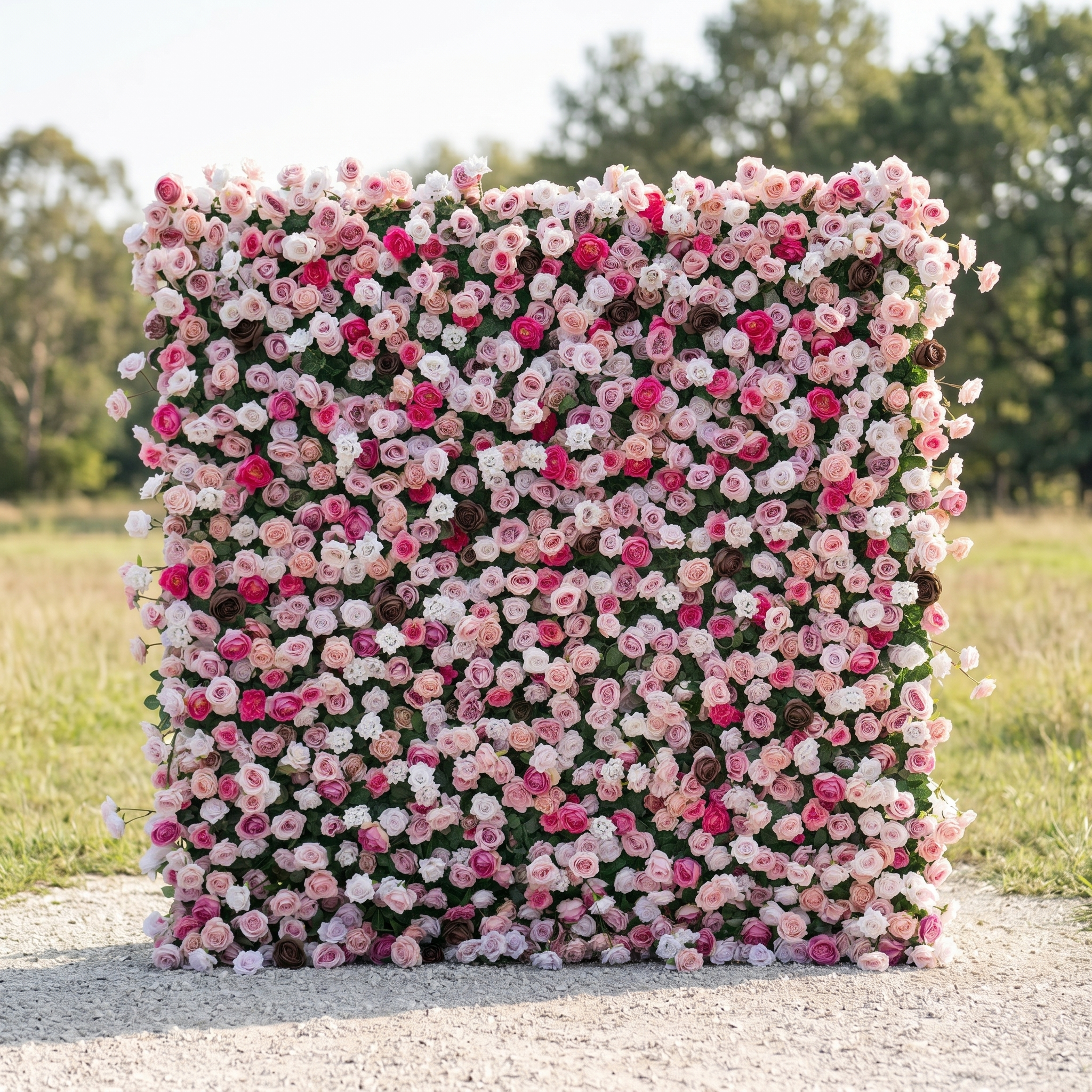 Fern 3D Pink Flower Wall Fabric Artificial Zip Up Curtain Flower Wall For Wedding and Events Decoration