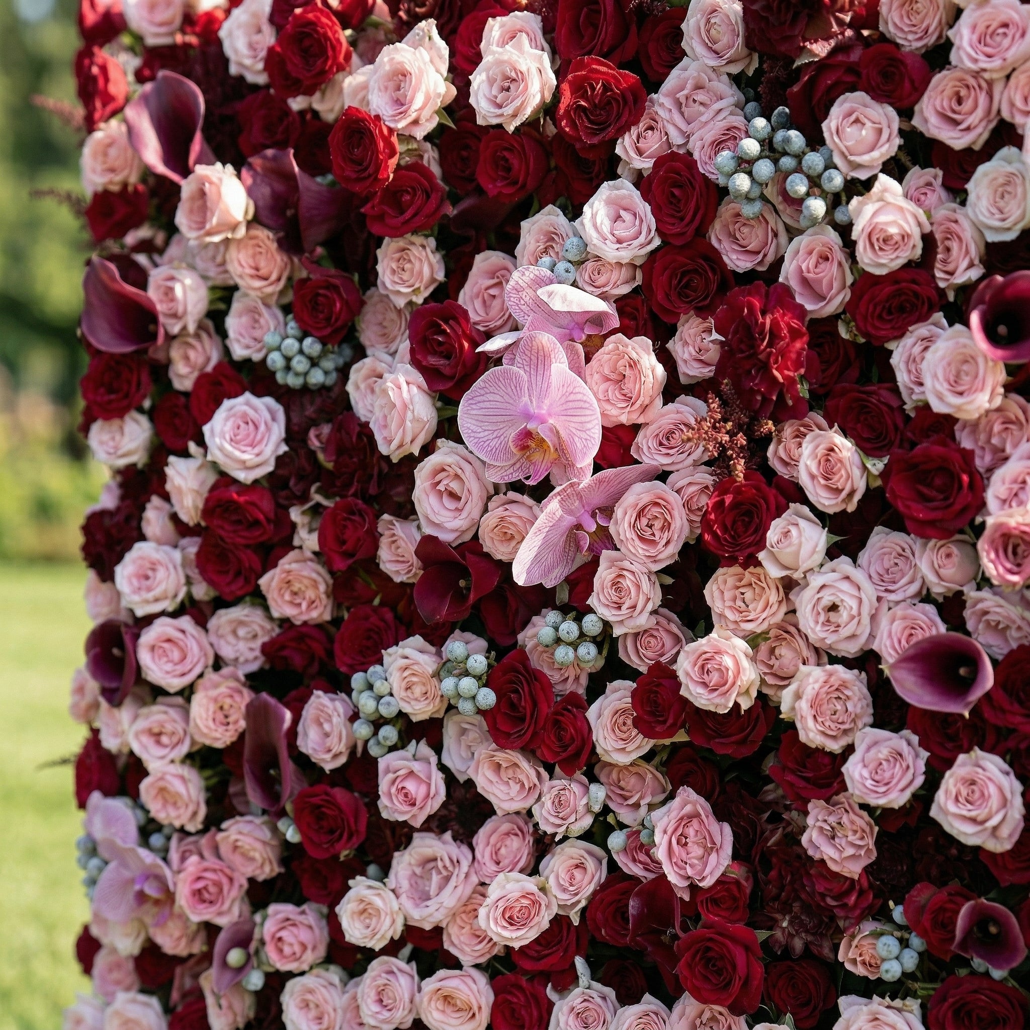 Finela 4D Pink & Red Rose Flower Wall Panel – Easy Install Faux Floral Backdrop for Birthday, Graduation & Event Decor