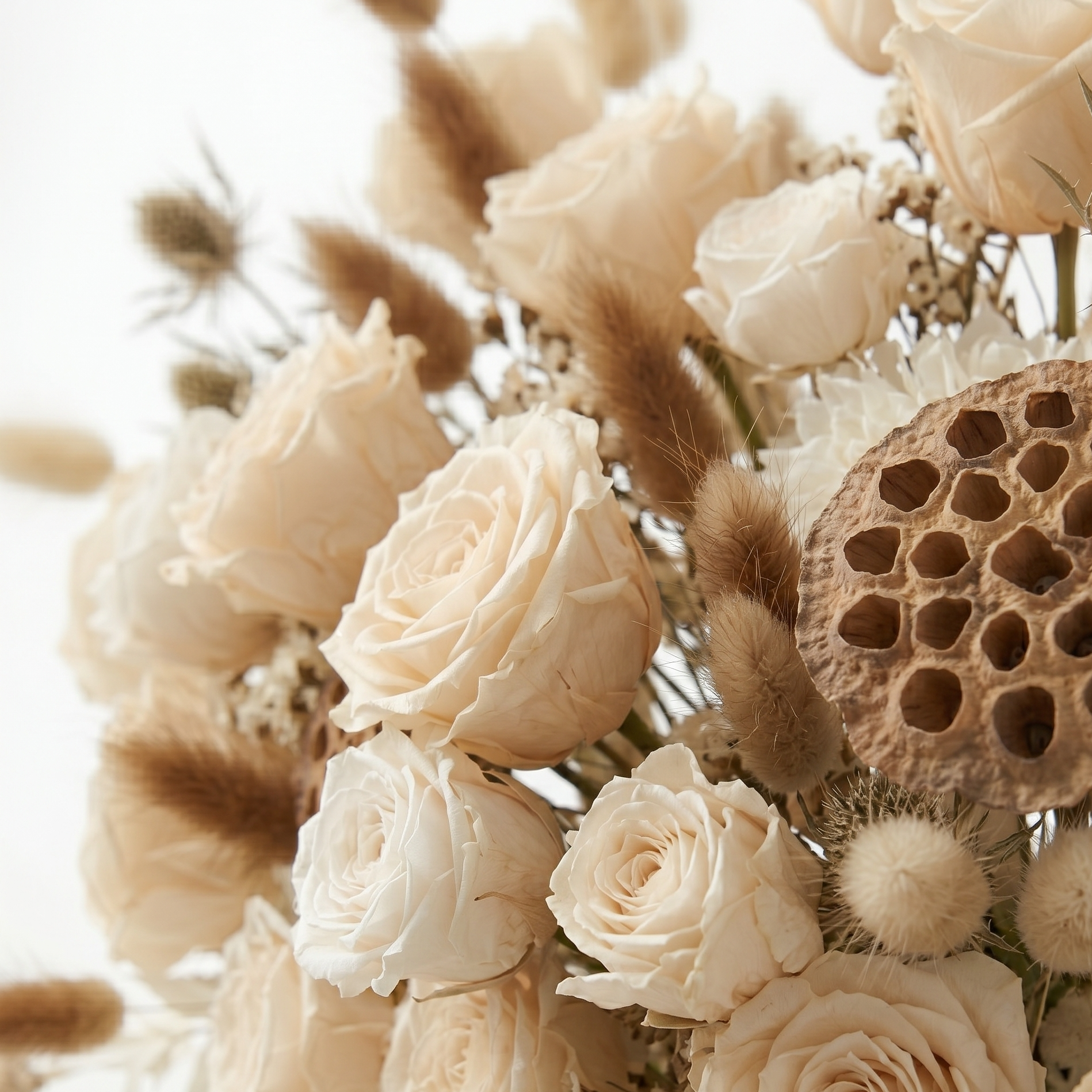 Champagne Rose & Feathers Artificial Bridal Bouquet Weddings Anniversary Party Supplies