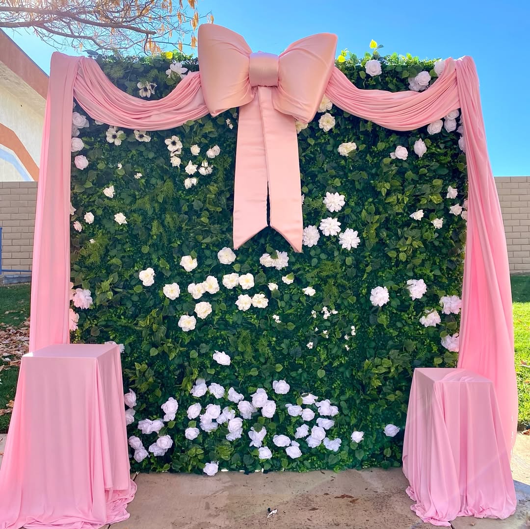 Cornell 2D Fabric Backdrop Artificial Flower Wall with Zip-Up Design for Wedding and Photobooth