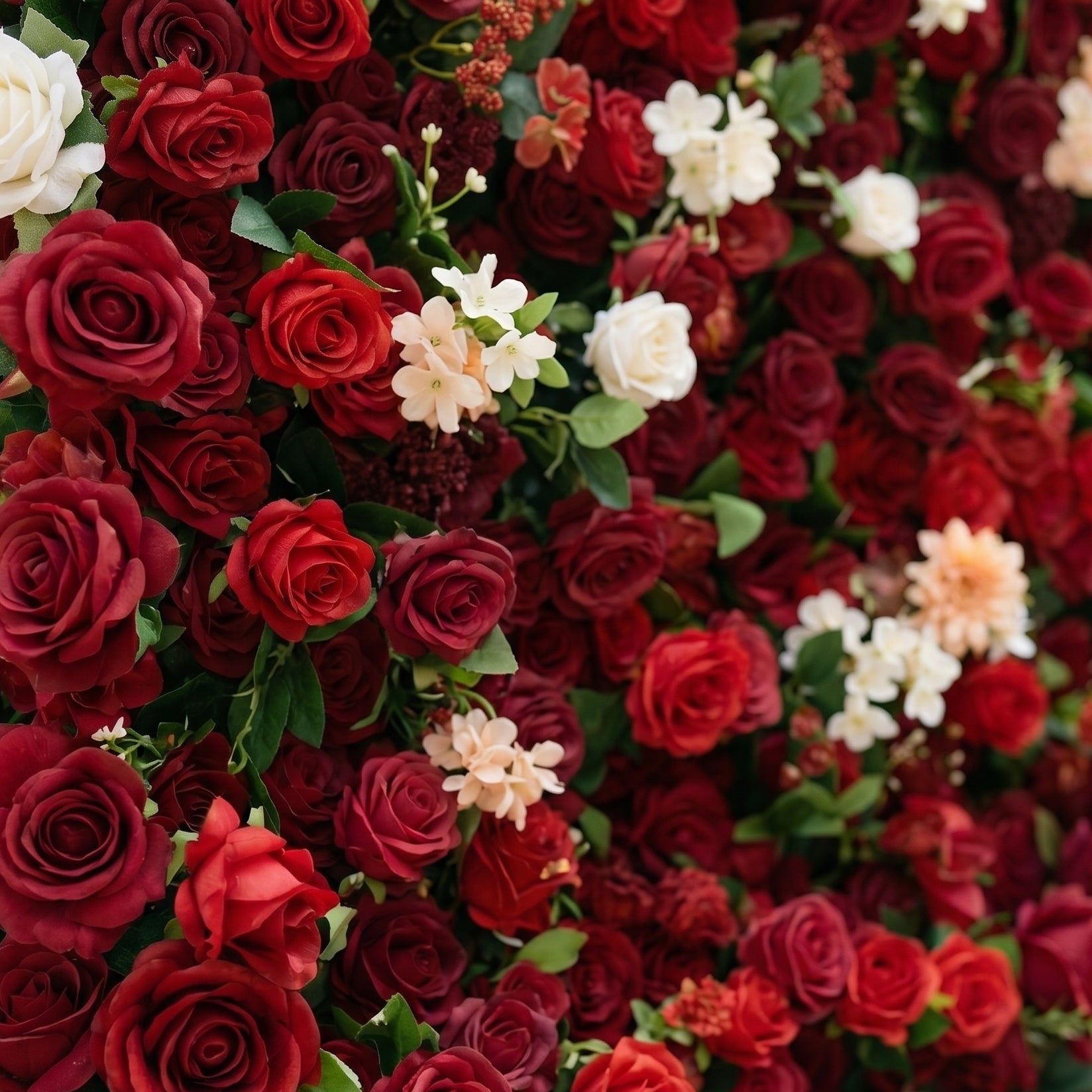 Isla 3D Red Rose Flower Wall Fabric Artificial Zip Up Curtain Flower Wall For Wedding and Events Decoration