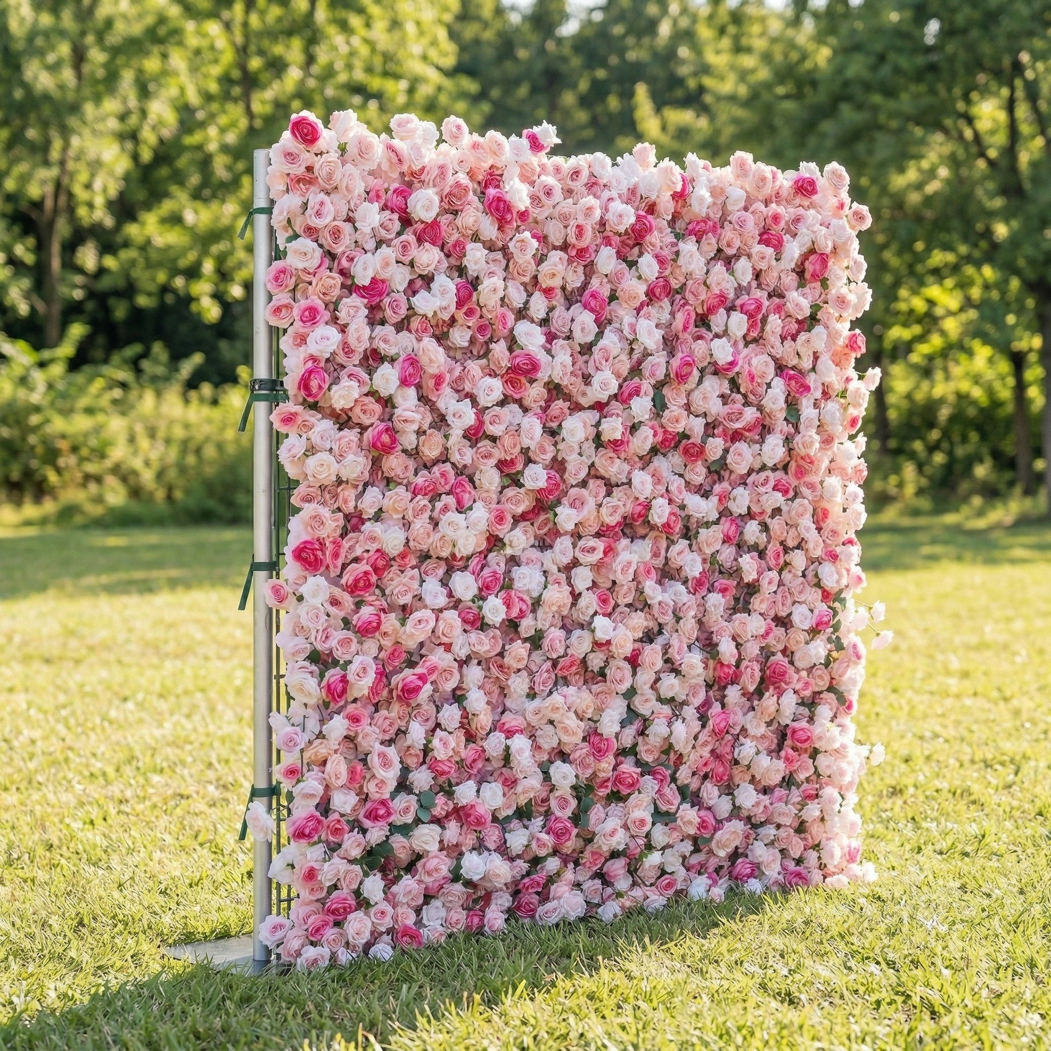 Isolenine 4D Fabric Artificial Zip Up Curtain Flower Wall For Wedding and Events Decoration