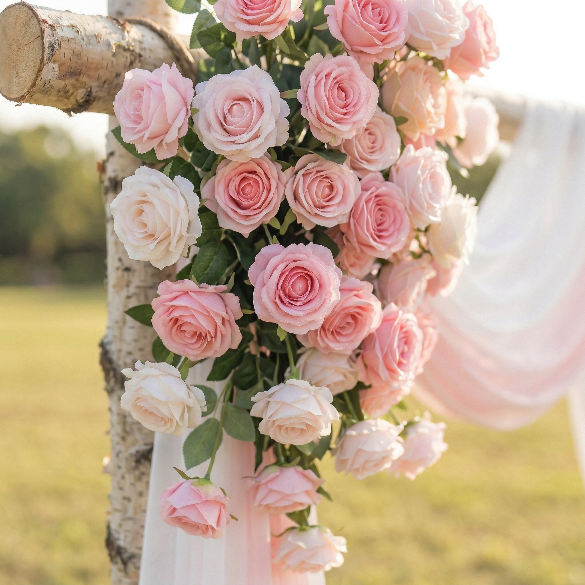 Jessamine Romantic Pink Rose and Draping Arch—Specially Designed for Wedding Receptions