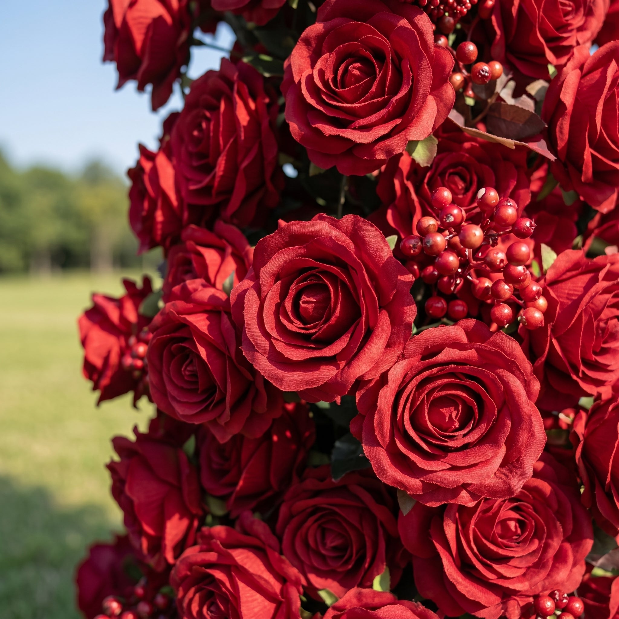 Junia Red Luxury Horn Shaped Flower Arch with Frame for Wedding Party Event Backdrop Decoration