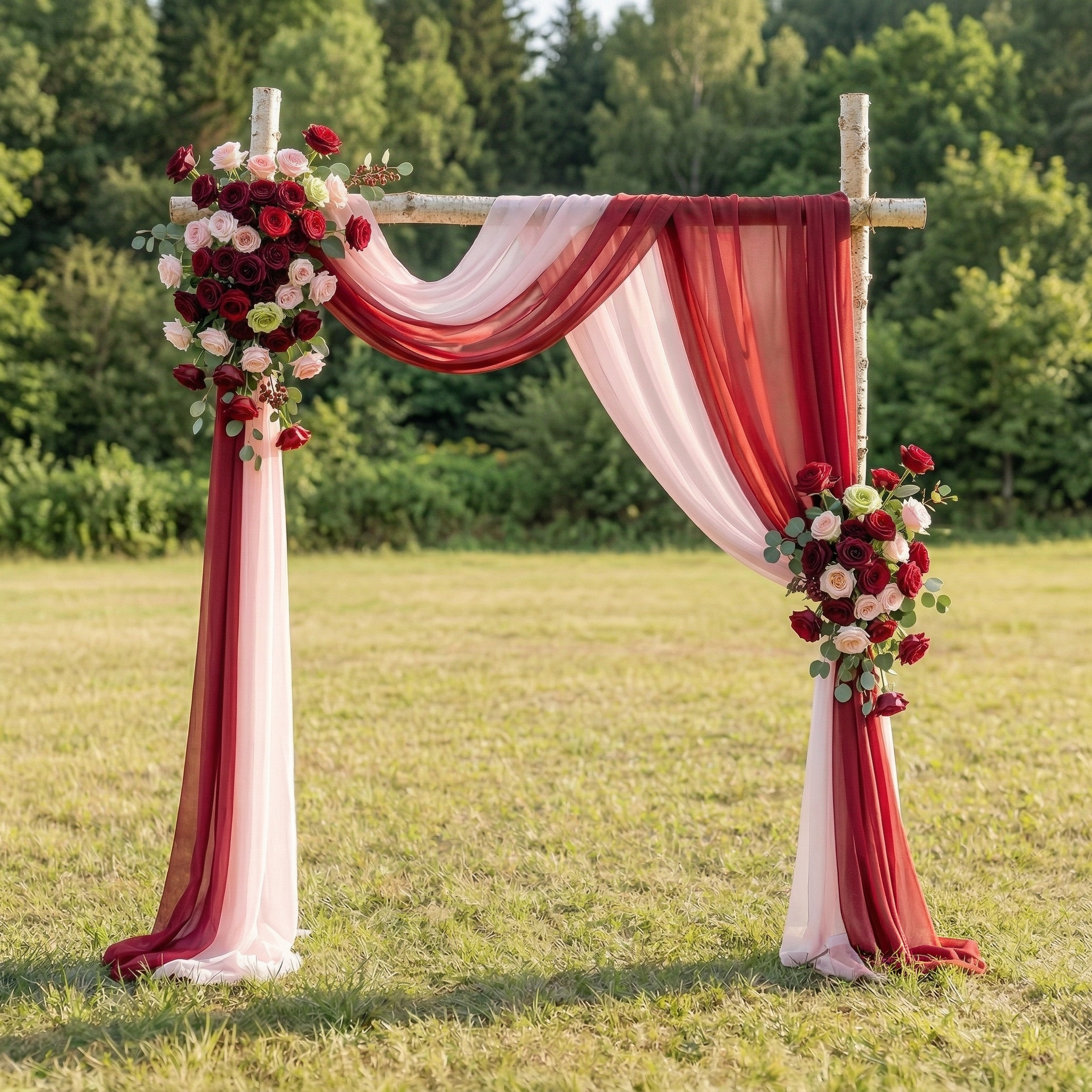 Juniper Chic Red & Pink Rose Draping Arch for Wedding Receptions and Home Decor