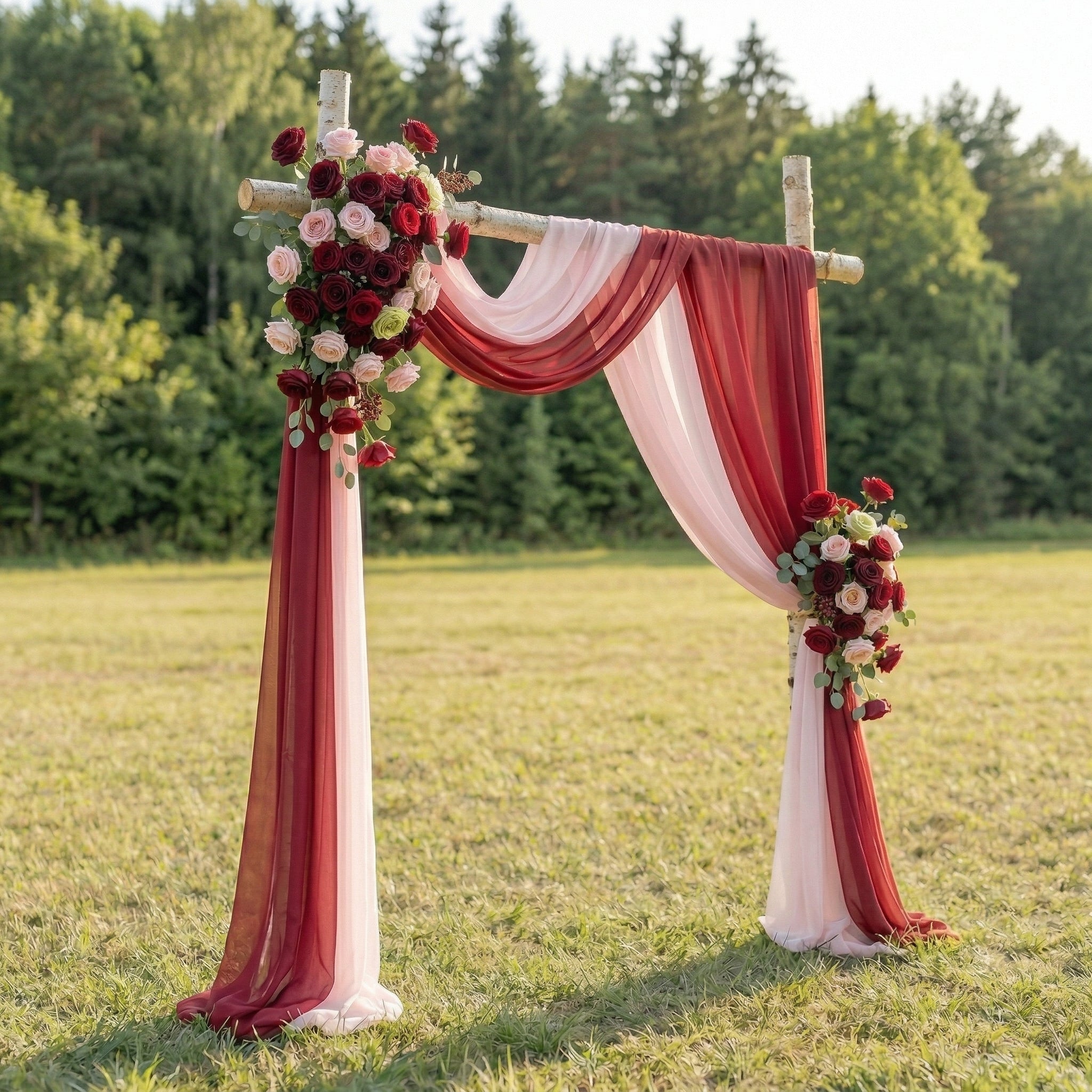 Juniper Chic Red & Pink Rose Draping Arch for Wedding Receptions and Home Decor