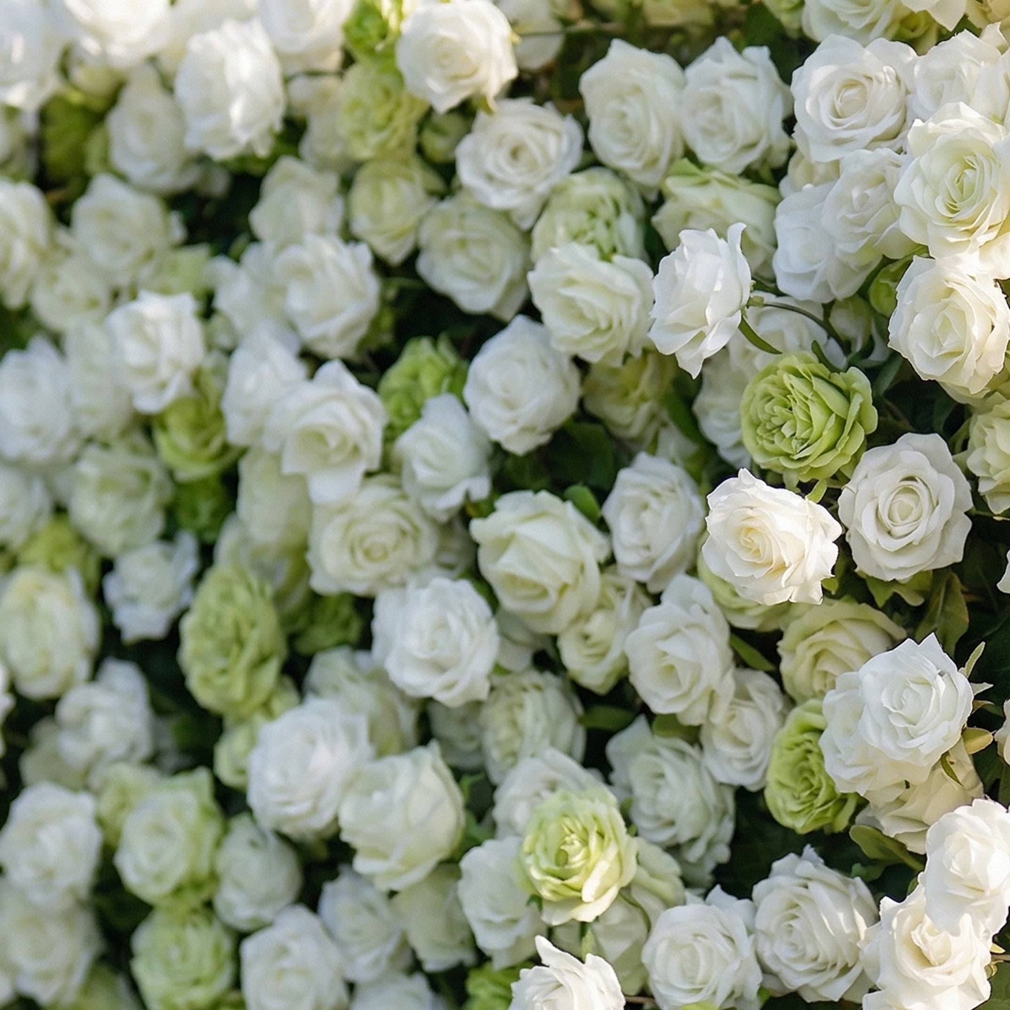 Lotanen 3D White & Green Rose Flower Wall for Outdoor Weddings & Home Decor