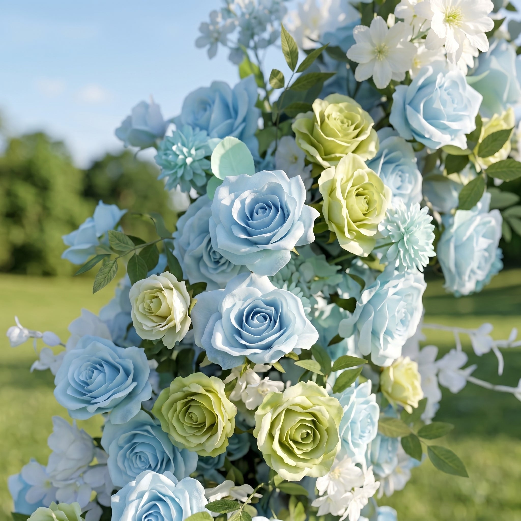 Maribel Blue Luxury Horn Shaped Flower Arch with Frame for Wedding Party Event Backdrop Decoration