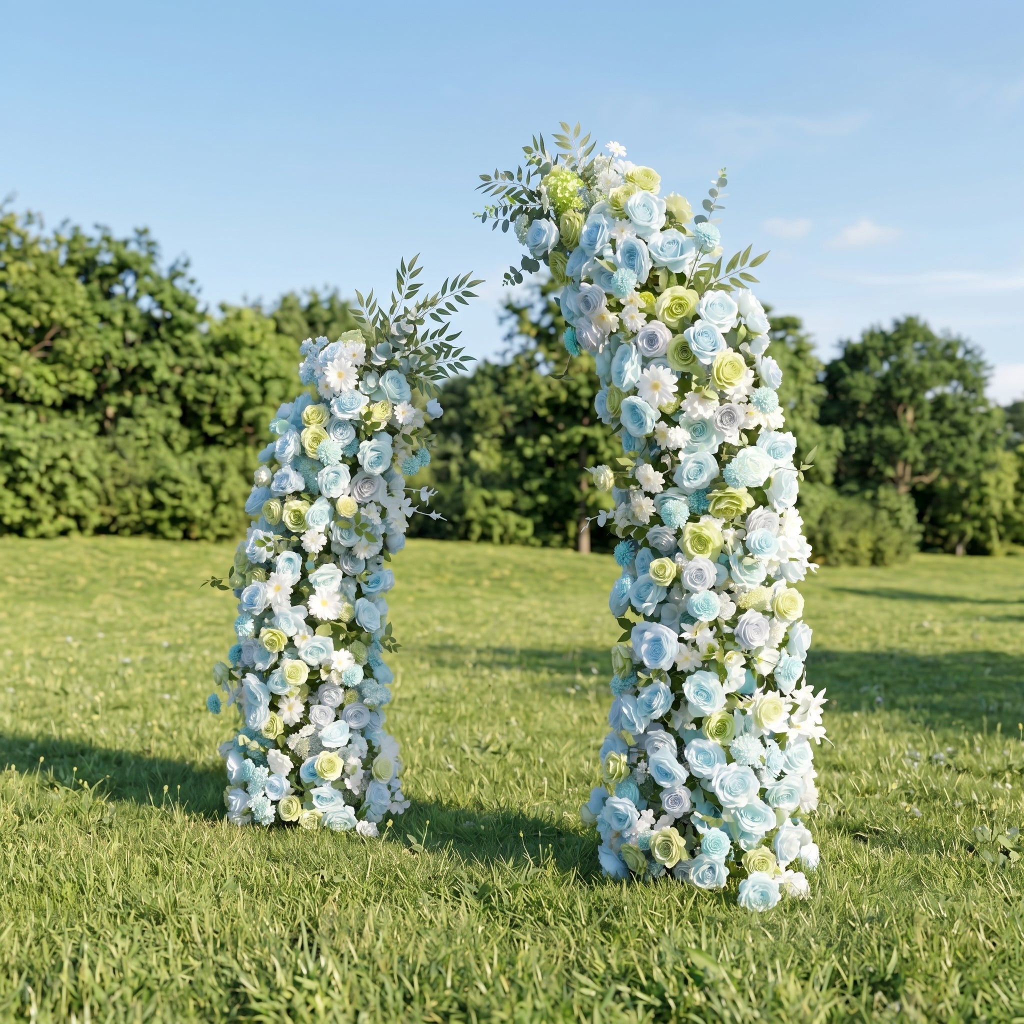 Maribel Blue Luxury Horn Shaped Flower Arch with Frame for Wedding Party Event Backdrop Decoration
