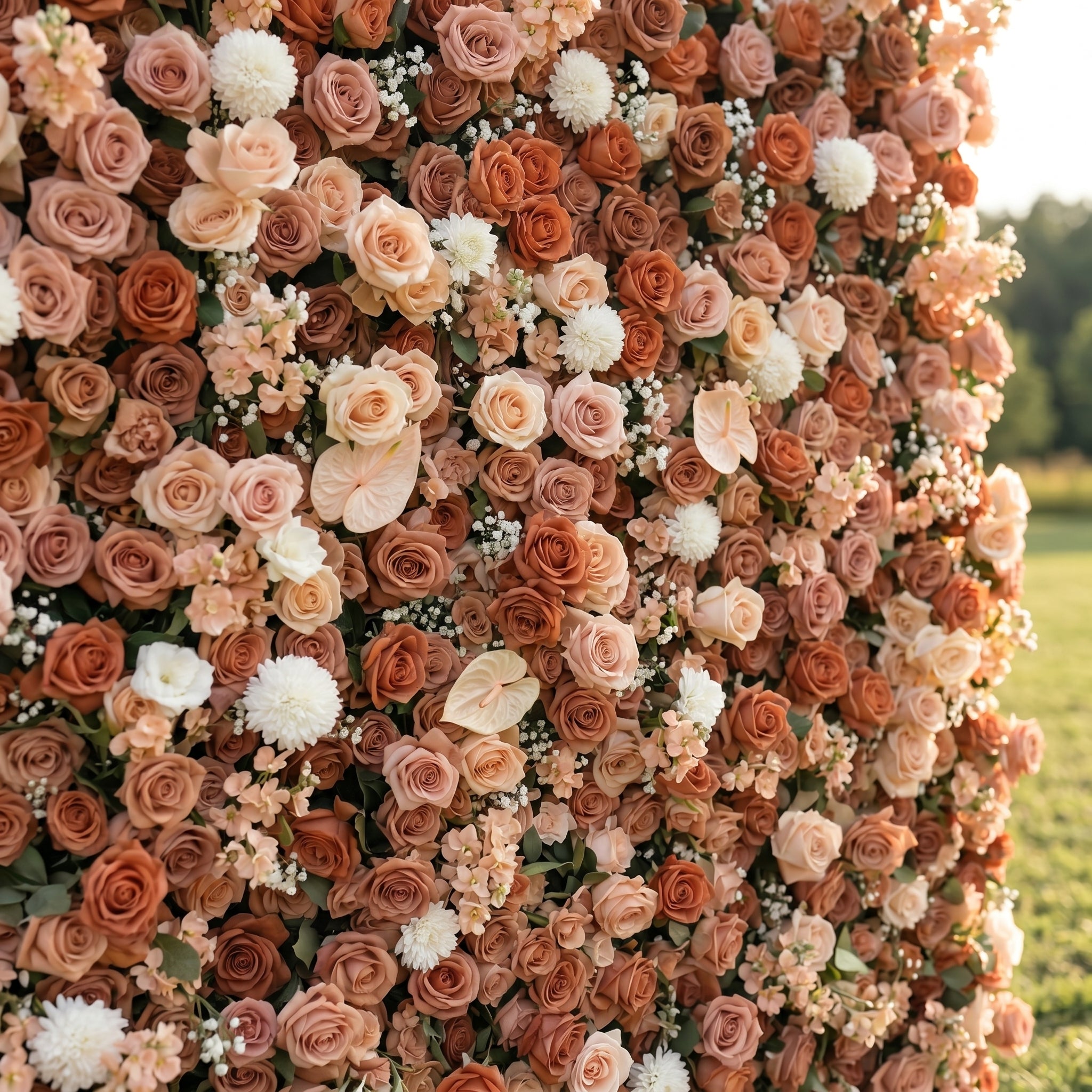 Mila 3D Rose Flower Wall Fabric Artificial Zip Up Curtain Flower Wall For Wedding and Events Decoration