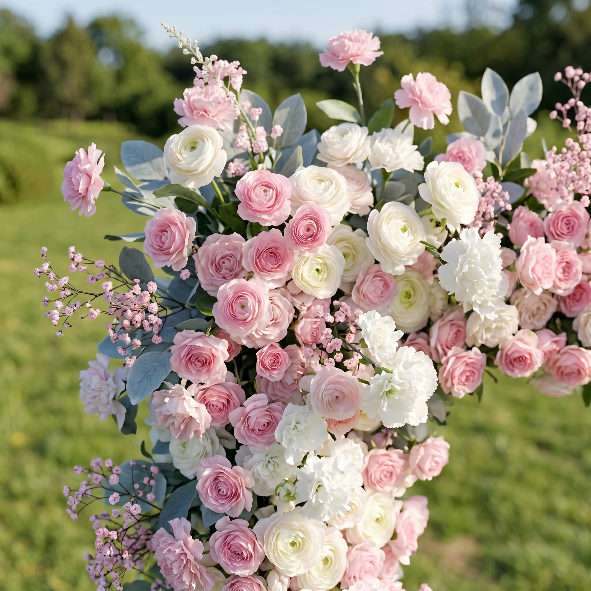 Nellie Pink & White flower arch Wedding Party Event Background Floral Arch Decoration