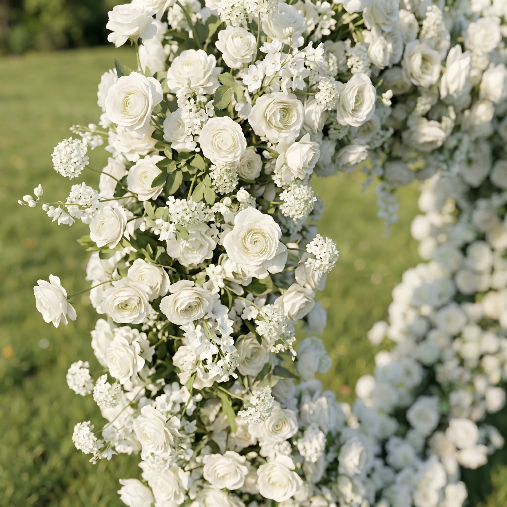 Odessa Heart-Shaped White Silk Rose Flower Arch Floral Arrangement for Romantic Weddings