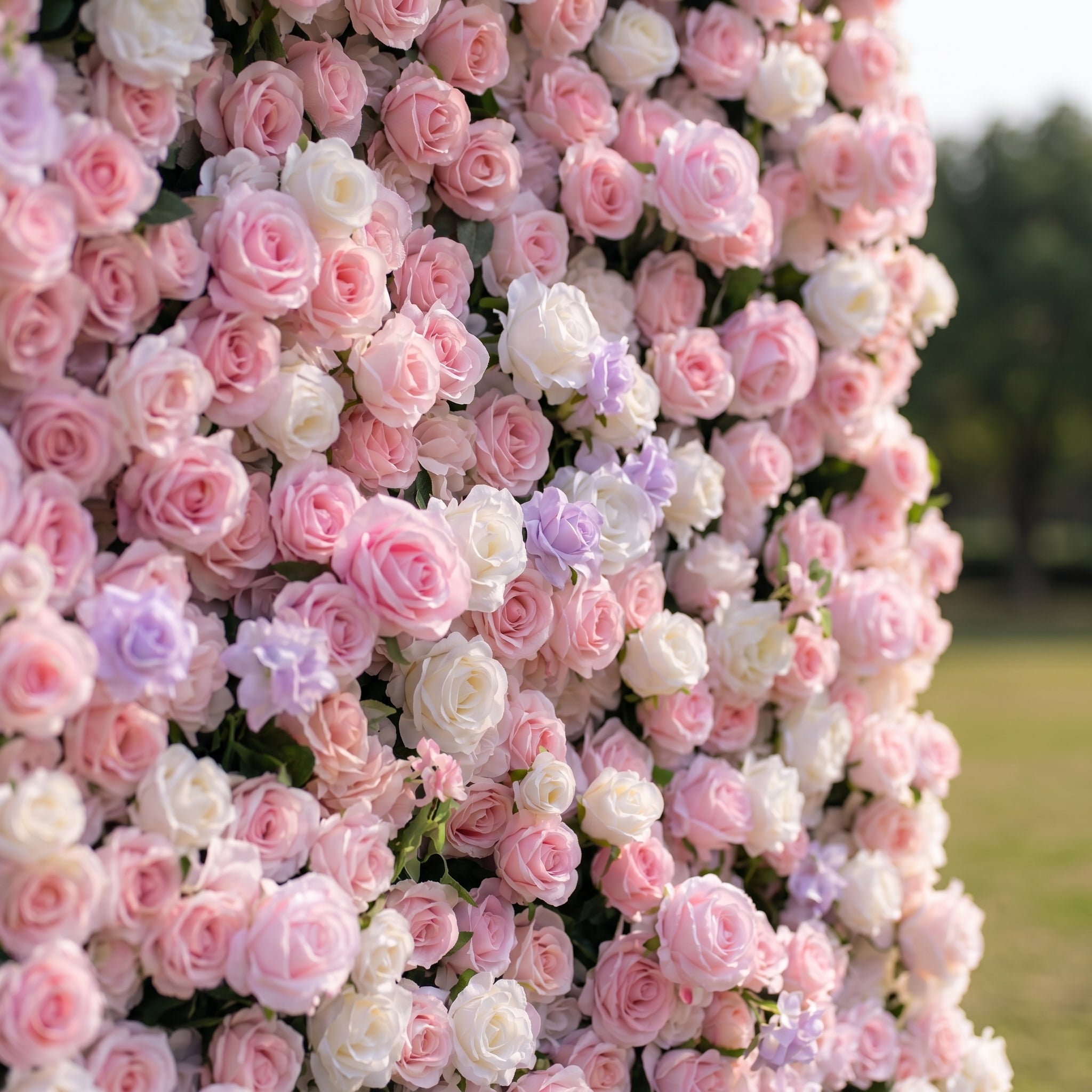 Rosalie 3D Pink Rose Flower Wall Fabric Artificial Zip Up Curtain Flower Wall For Wedding and Events Decoration
