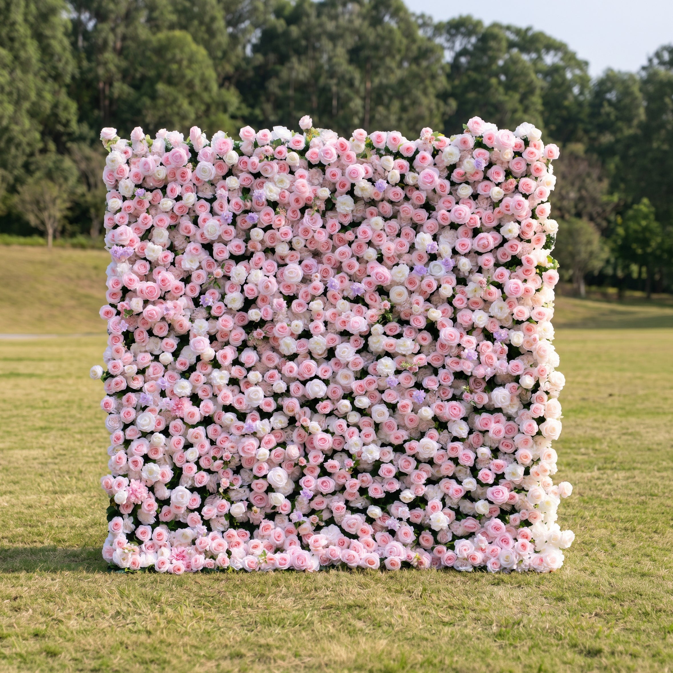 Rosalie 3D Pink Rose Flower Wall Fabric Artificial Zip Up Curtain Flower Wall For Wedding and Events Decoration